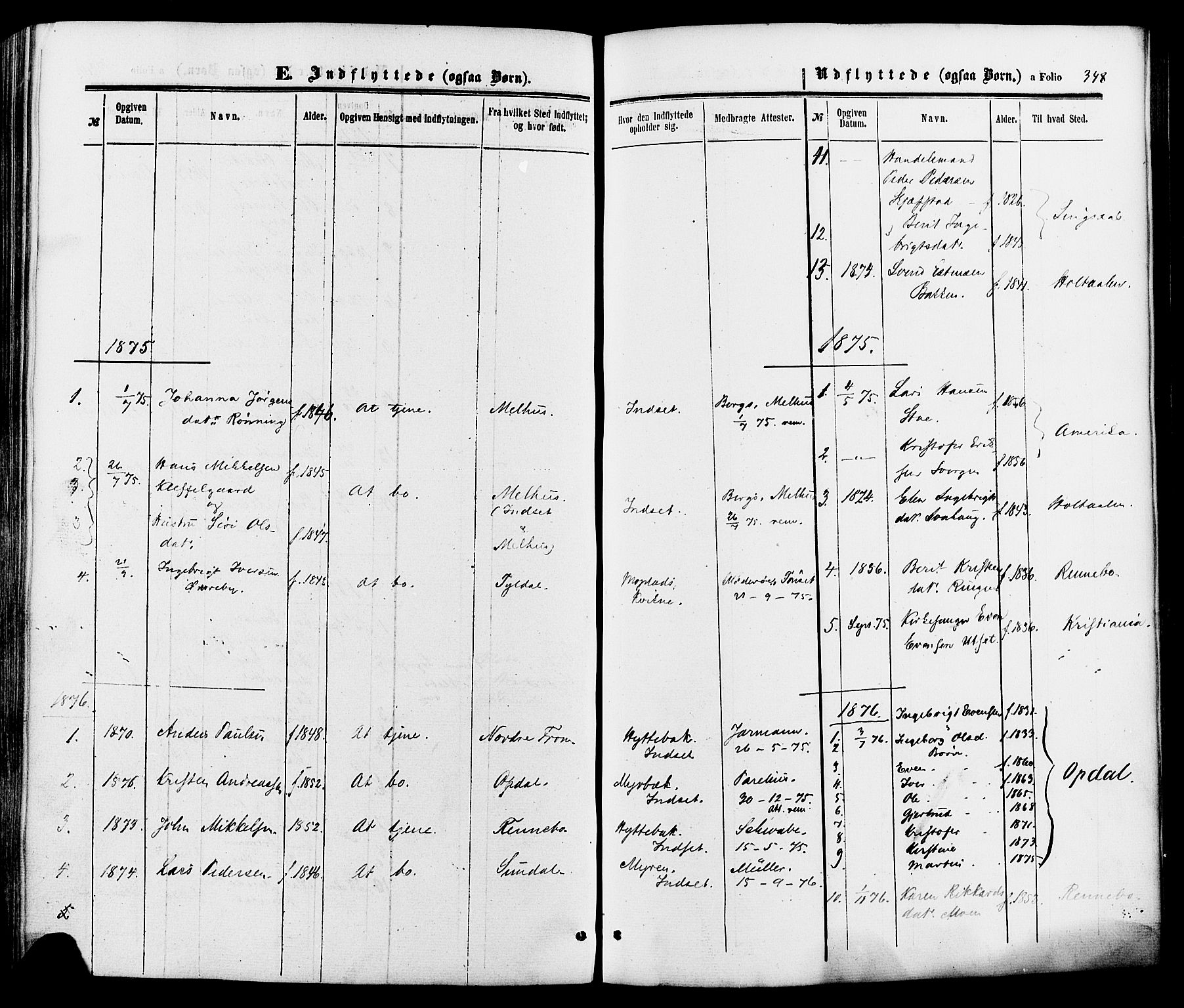 Kvikne prestekontor, SAH/PREST-064/H/Ha/Haa/L0006: Parish register (official) no. 6, 1863-1886, p. 348