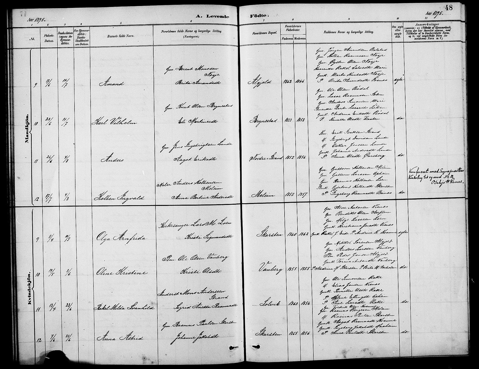 Innvik sokneprestembete, AV/SAB-A-80501: Parish register (copy) no. B 3, 1886-1897, p. 48