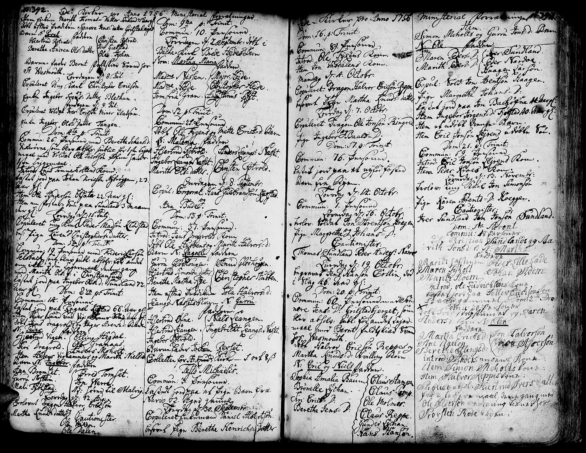 Ministerialprotokoller, klokkerbøker og fødselsregistre - Sør-Trøndelag, SAT/A-1456/606/L0275: Parish register (official) no. 606A01 /1, 1727-1780, p. 342-343