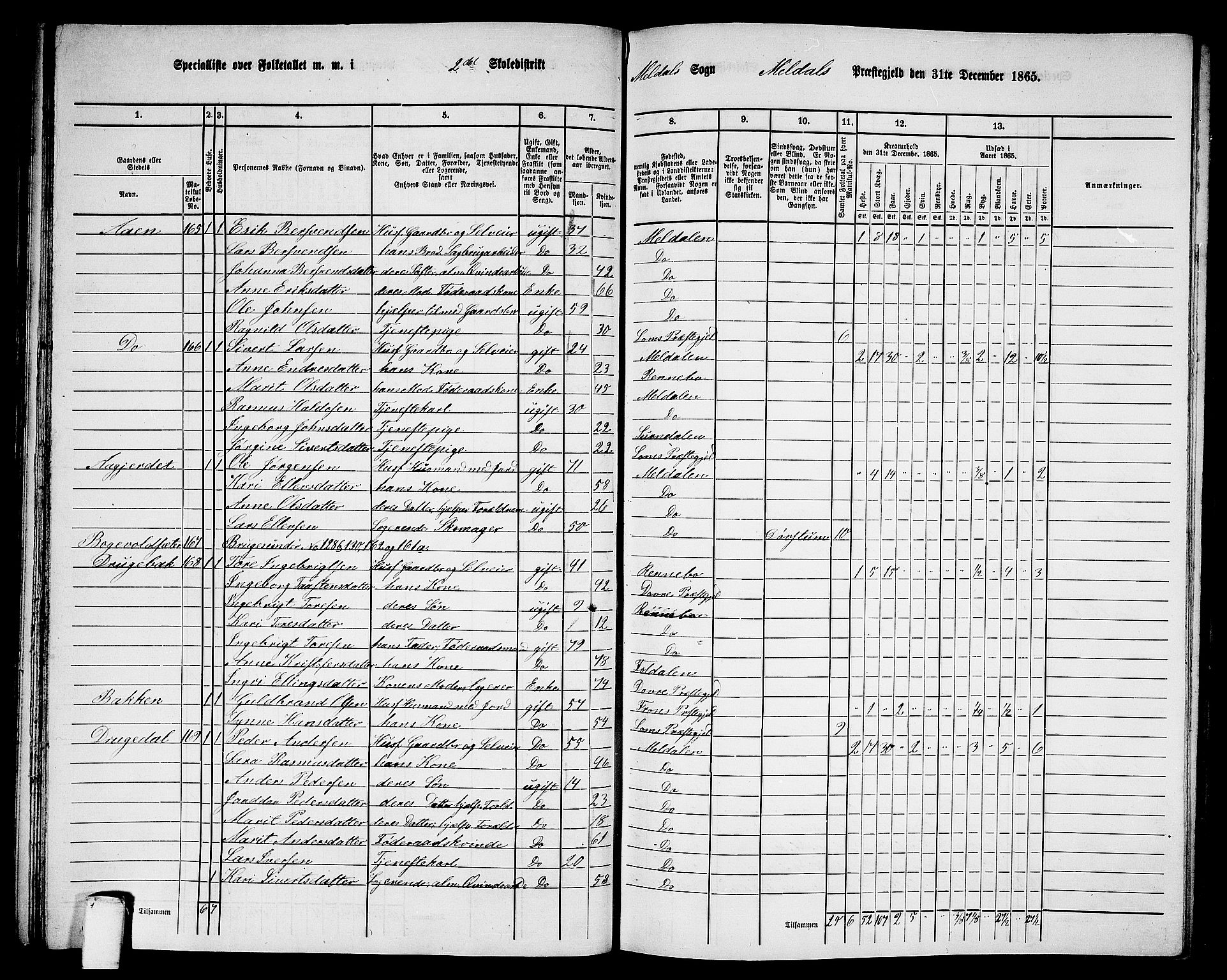 RA, 1865 census for Meldal, 1865, p. 57