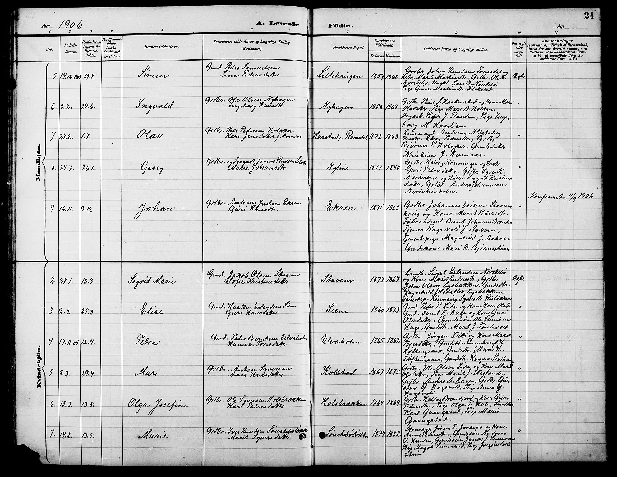 Lesja prestekontor, AV/SAH-PREST-068/H/Ha/Hab/L0007: Parish register (copy) no. 7, 1895-1919, p. 24