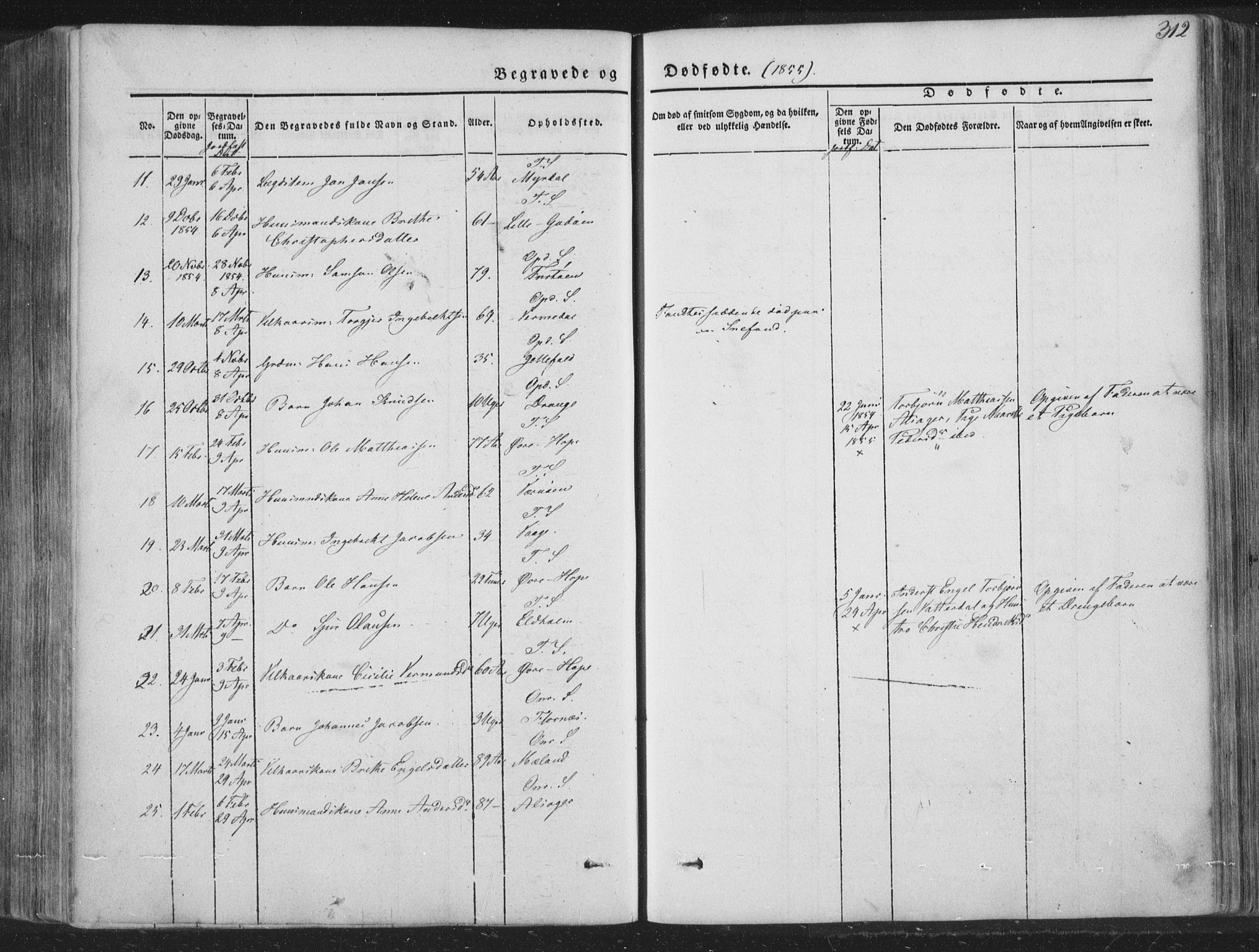 Tysnes sokneprestembete, AV/SAB-A-78601/H/Haa: Parish register (official) no. A 10, 1848-1859, p. 312