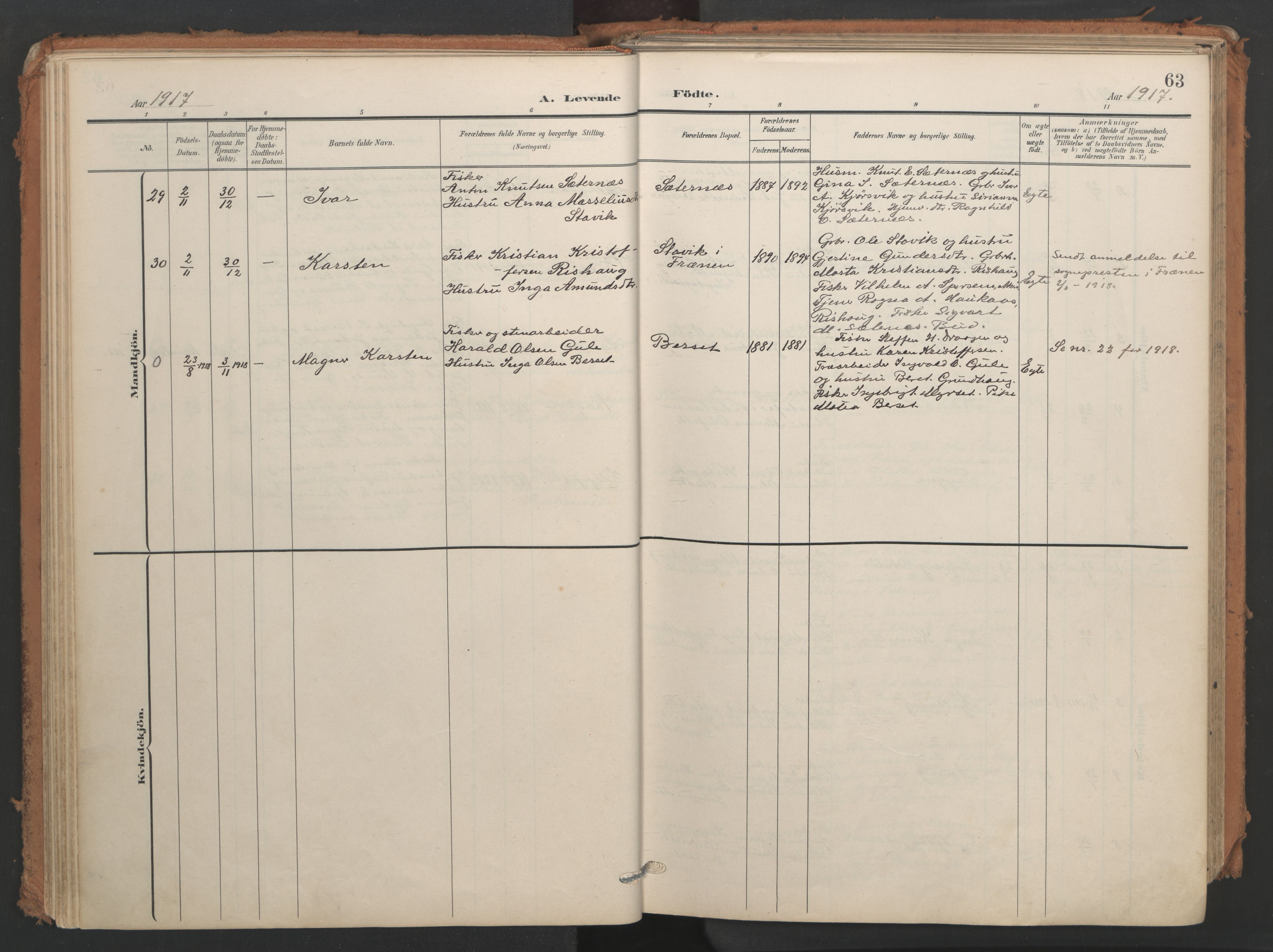 Ministerialprotokoller, klokkerbøker og fødselsregistre - Møre og Romsdal, AV/SAT-A-1454/566/L0771: Parish register (official) no. 566A10, 1904-1929, p. 63