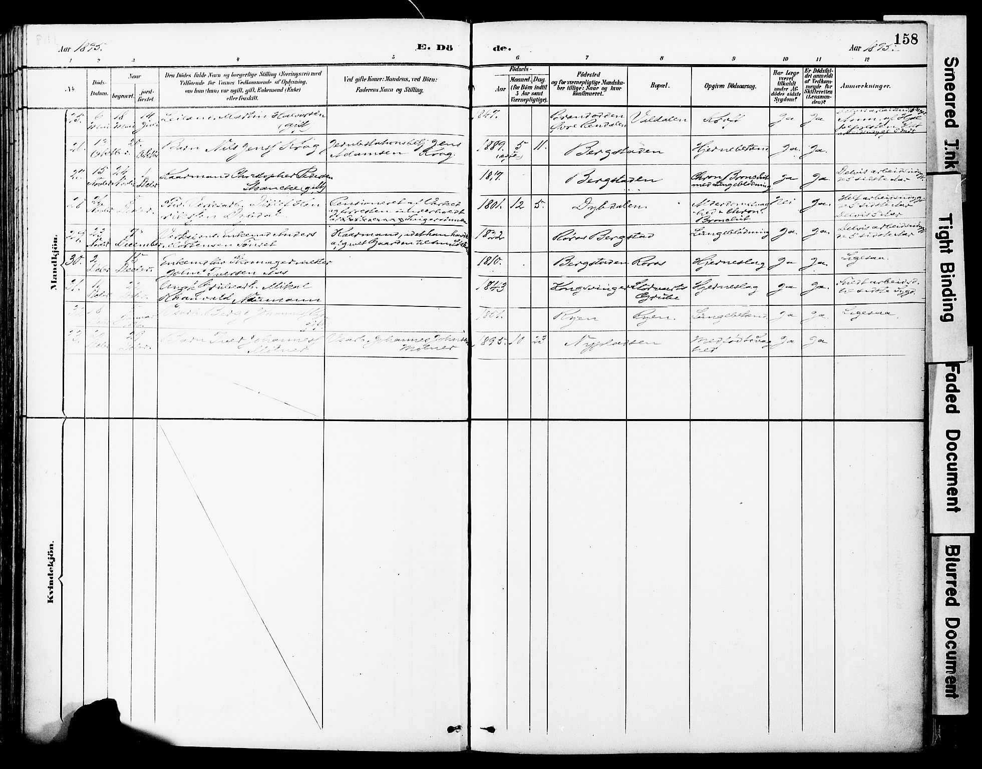 Ministerialprotokoller, klokkerbøker og fødselsregistre - Sør-Trøndelag, SAT/A-1456/681/L0935: Parish register (official) no. 681A13, 1890-1898, p. 158