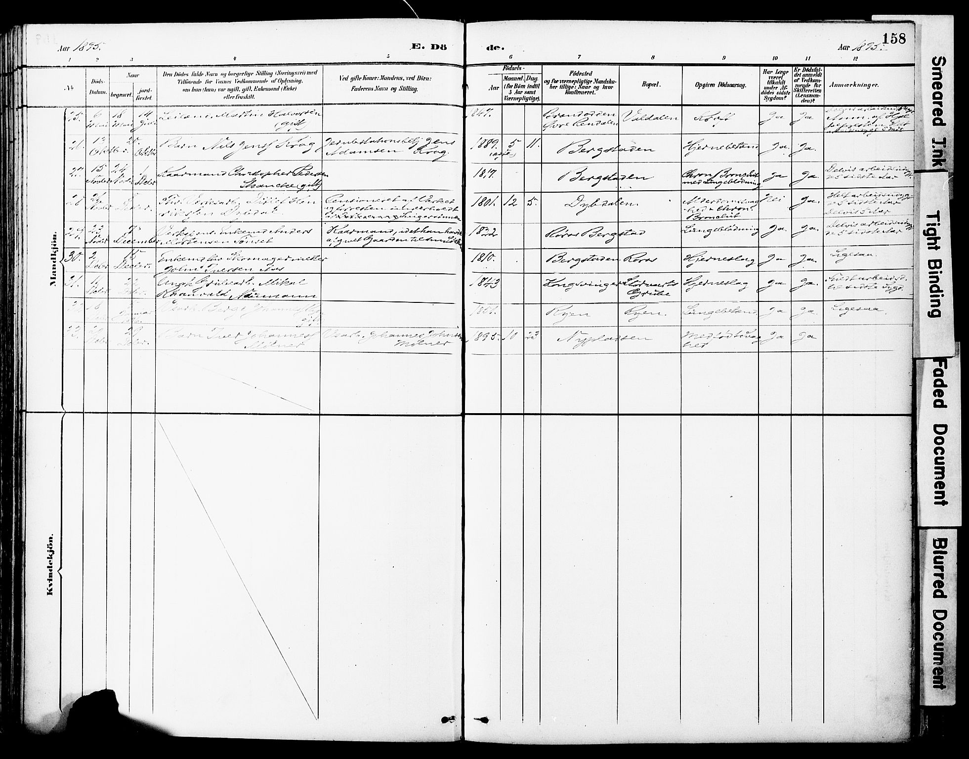 Ministerialprotokoller, klokkerbøker og fødselsregistre - Sør-Trøndelag, AV/SAT-A-1456/681/L0935: Parish register (official) no. 681A13, 1890-1898, p. 158