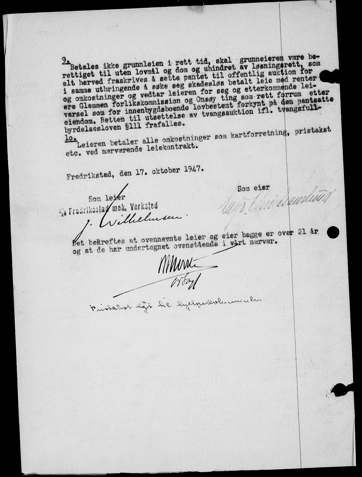 Onsøy sorenskriveri, SAO/A-10474/G/Ga/Gab/L0021: Mortgage book no. II A-21, 1947-1947, Diary no: : 2970/1947