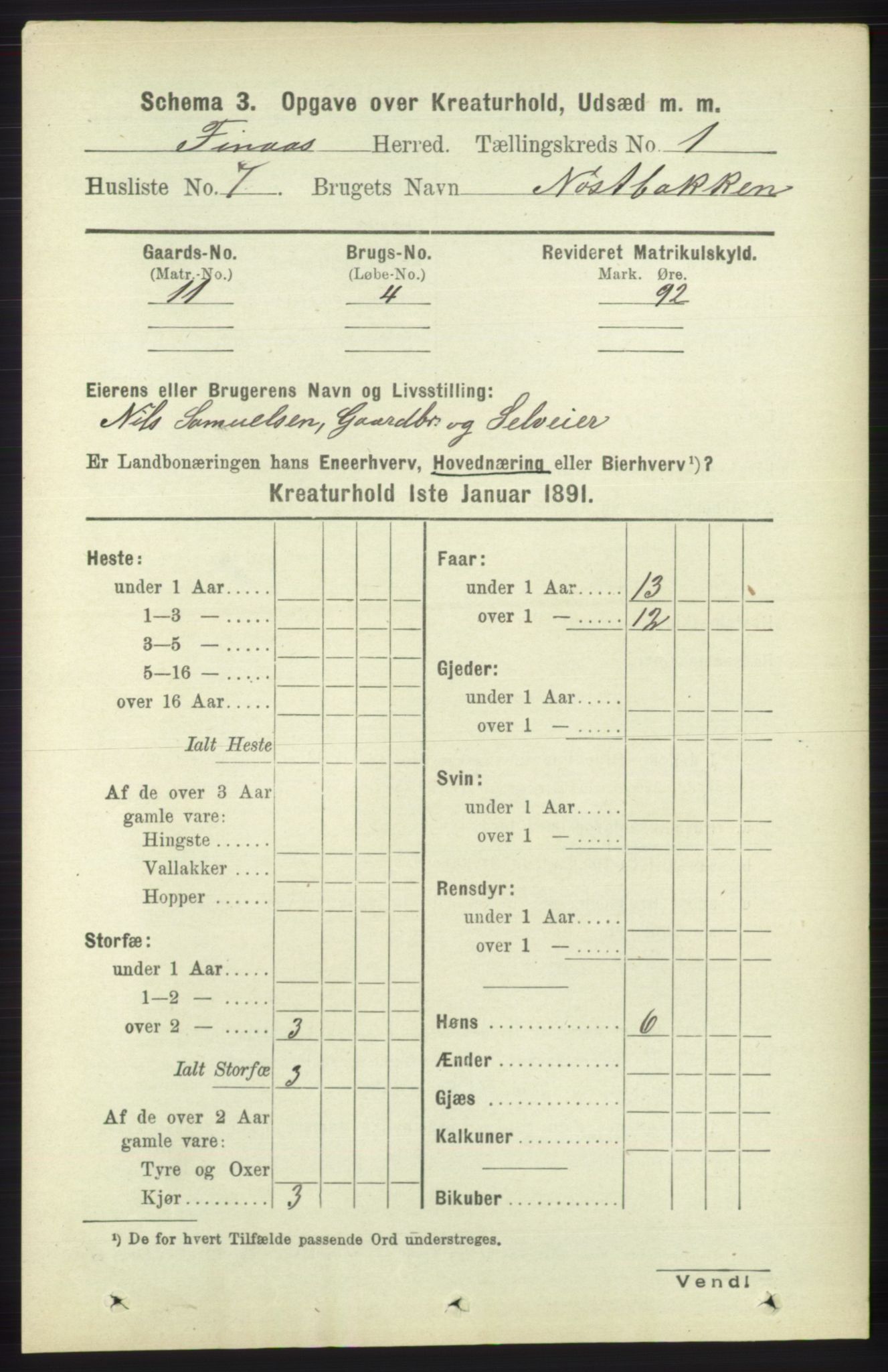 RA, 1891 census for 1218 Finnås, 1891, p. 5995