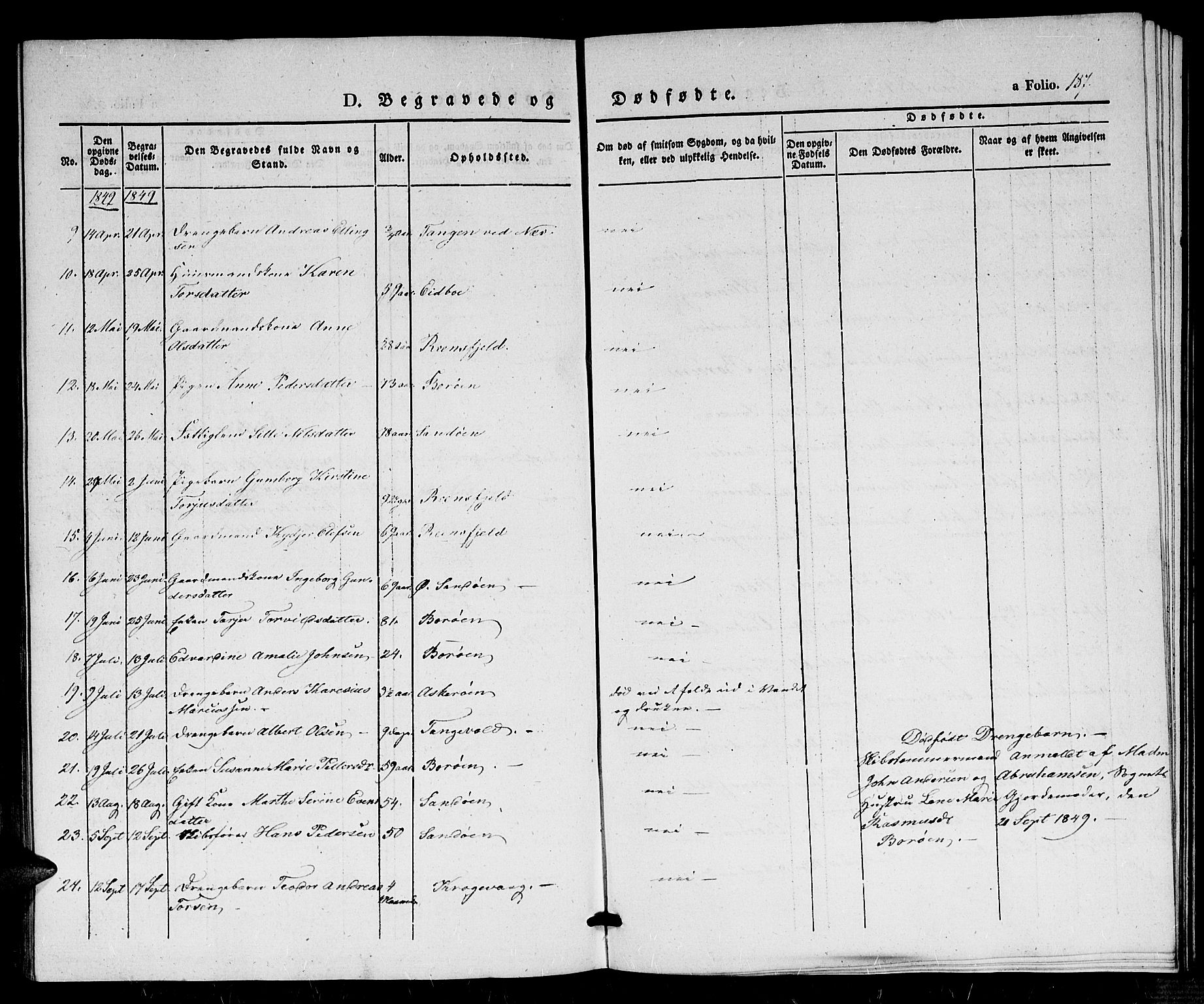 Dypvåg sokneprestkontor, AV/SAK-1111-0007/F/Fb/Fba/L0010: Parish register (copy) no. B 10, 1842-1857, p. 187