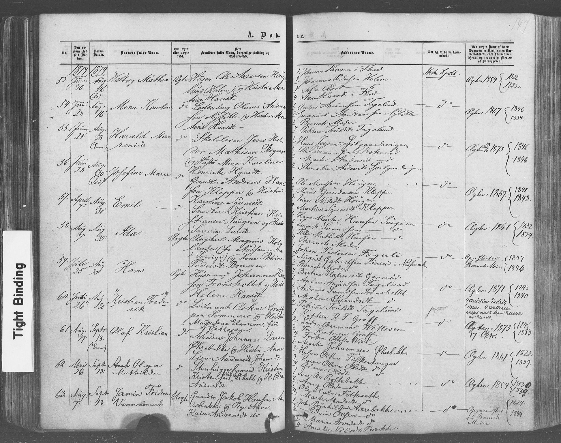 Idd prestekontor Kirkebøker, AV/SAO-A-10911/F/Fc/L0005: Parish register (official) no. III 5, 1861-1877, p. 147