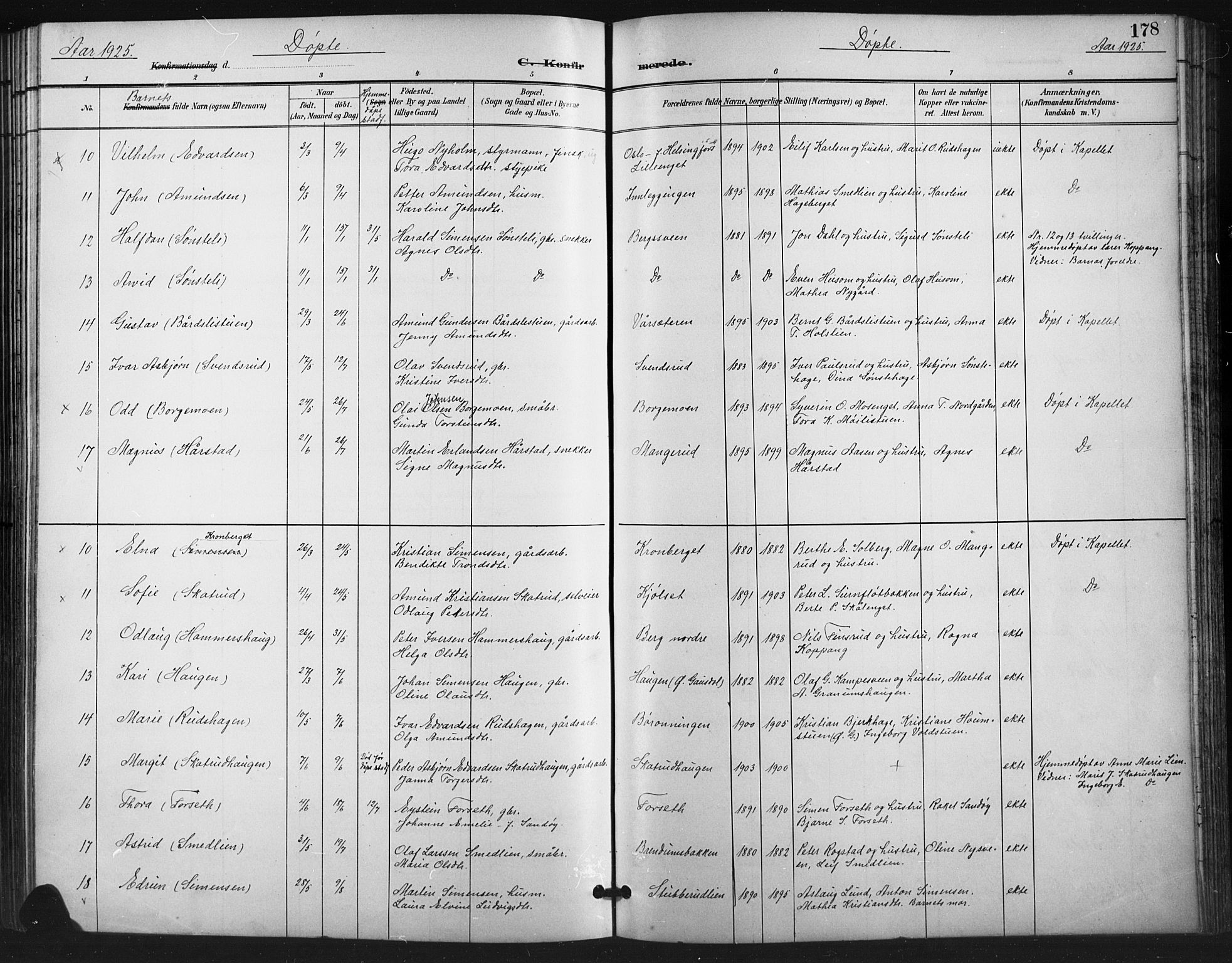 Vestre Gausdal prestekontor, AV/SAH-PREST-094/H/Ha/Hab/L0003: Parish register (copy) no. 3, 1896-1925, p. 178