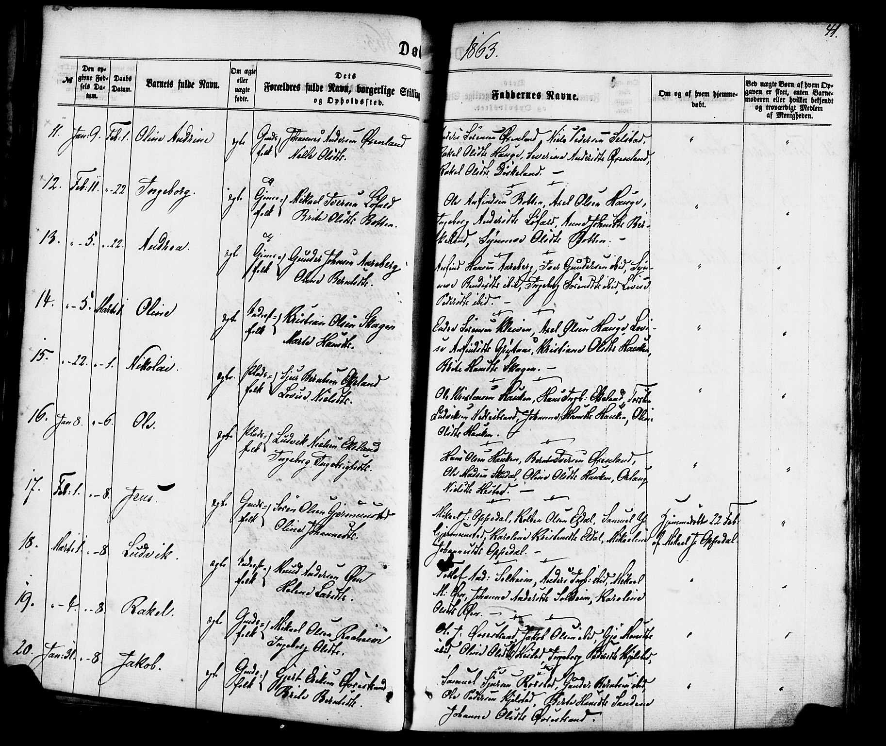 Gaular sokneprestembete, SAB/A-80001/H/Haa: Parish register (official) no. A 5, 1860-1881, p. 41