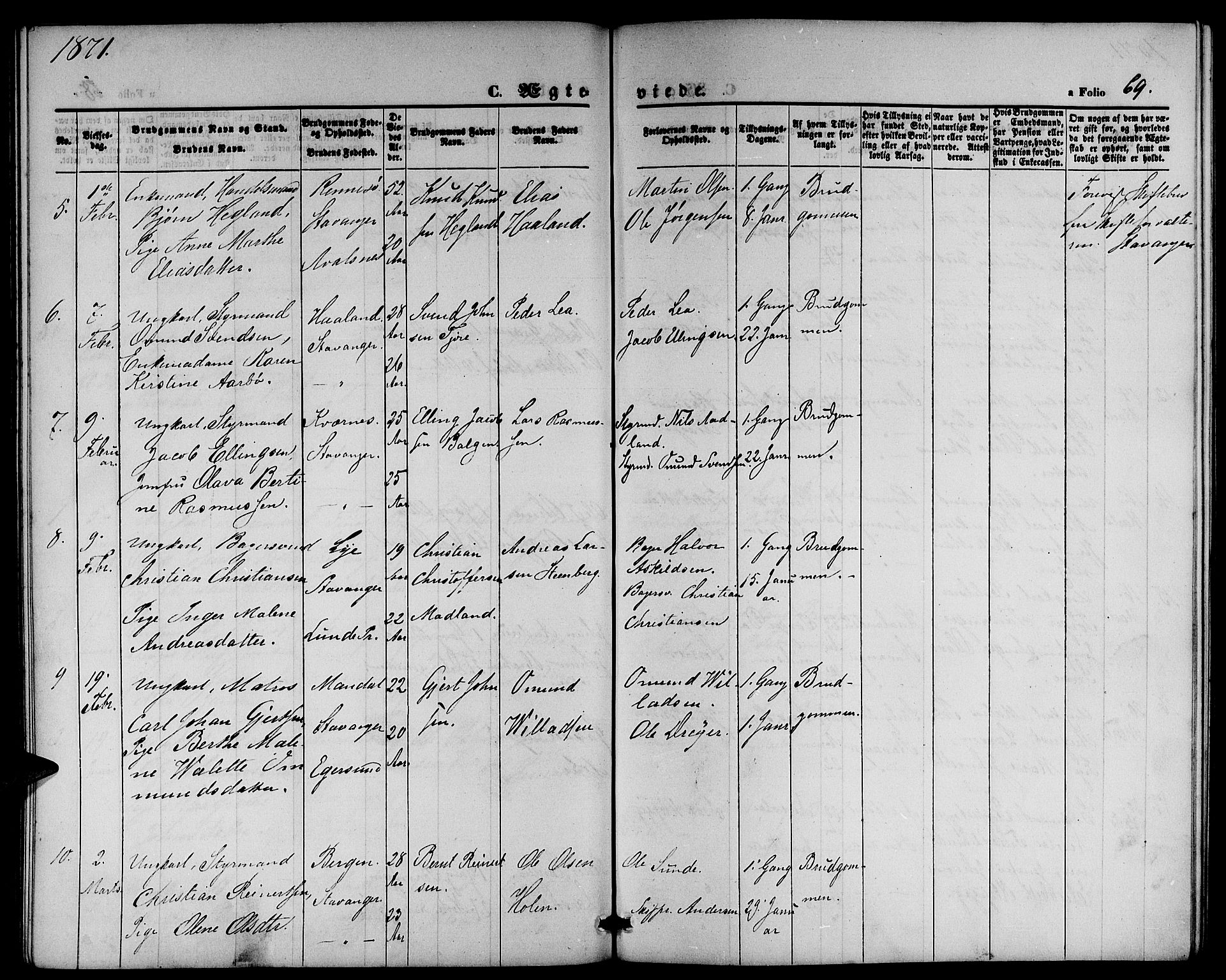 St. Petri sokneprestkontor, AV/SAST-A-101813/001/30/30BB/L0002: Parish register (copy) no. B 2, 1865-1885, p. 69