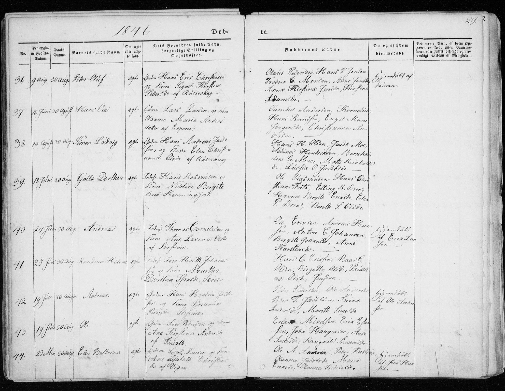 Tranøy sokneprestkontor, AV/SATØ-S-1313/I/Ia/Iaa/L0006kirke: Parish register (official) no. 6, 1844-1855, p. 29