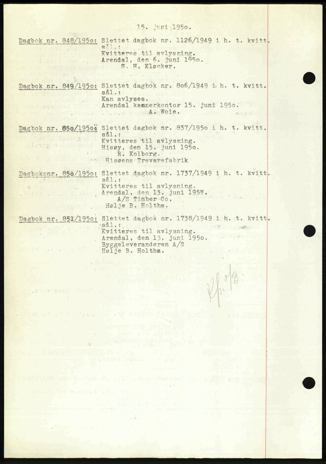 Nedenes sorenskriveri, SAK/1221-0006/G/Gb/Gba/L0062: Mortgage book no. A14, 1949-1950, Diary no: : 848/1950