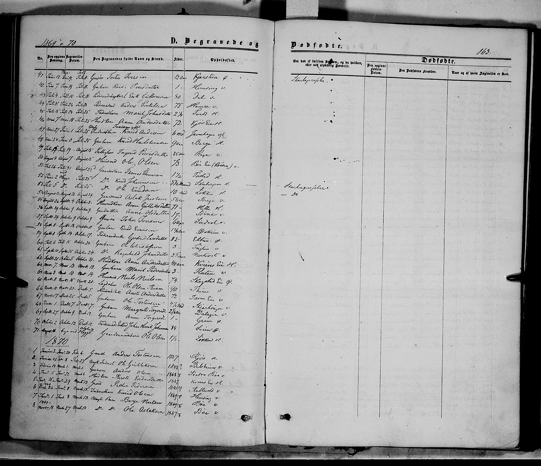 Vang prestekontor, Valdres, SAH/PREST-140/H/Ha/L0007: Parish register (official) no. 7, 1865-1881, p. 163