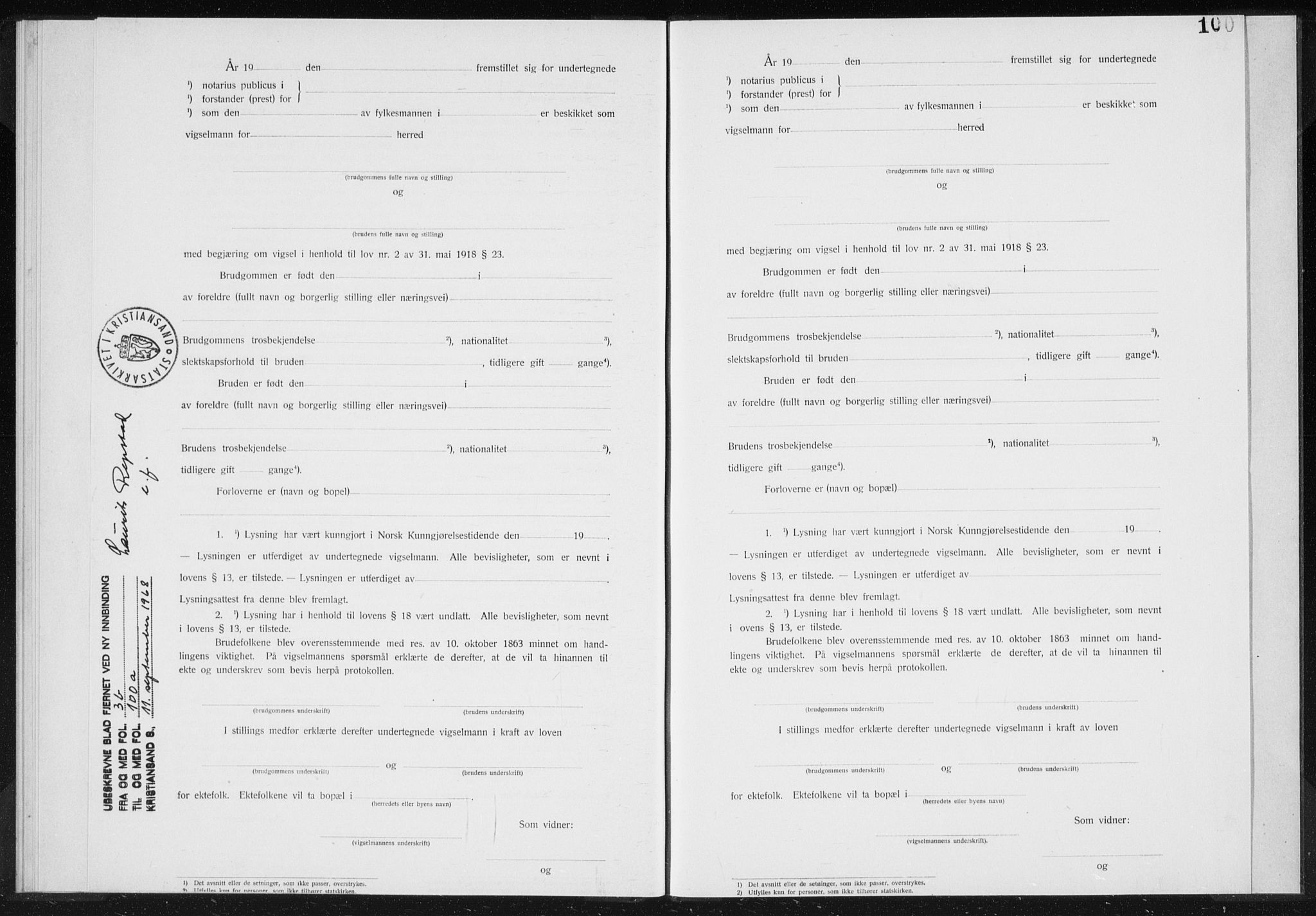 Baptistmenigheten i Gyland, AV/SAK-1292-0003/F/Fa/L0001: Dissenter register no. F 1, 1902-1937, p. 100