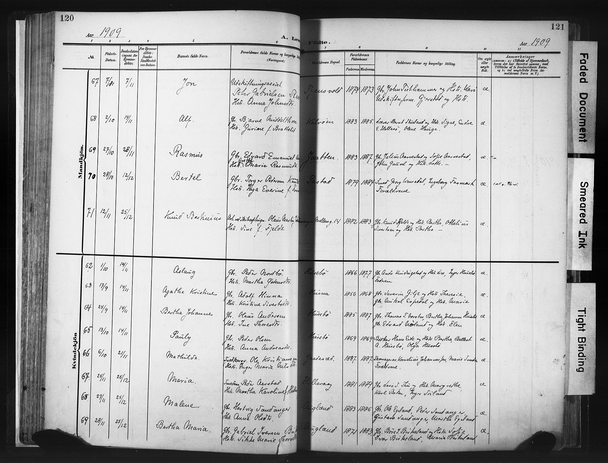 Hetland sokneprestkontor, AV/SAST-A-101826/30/30BA/L0013: Parish register (official) no. A 13, 1904-1918, p. 120-121