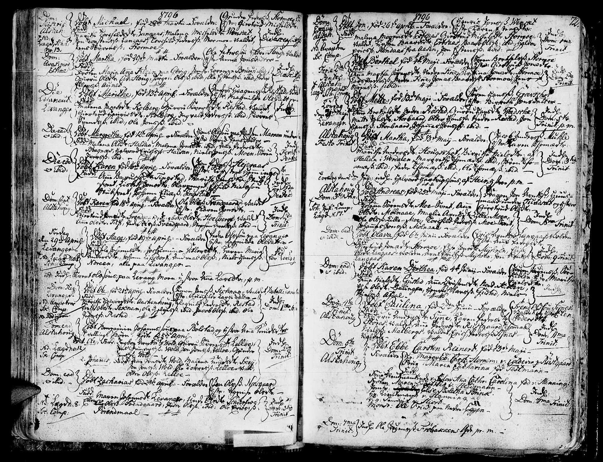 Ministerialprotokoller, klokkerbøker og fødselsregistre - Nord-Trøndelag, SAT/A-1458/717/L0142: Parish register (official) no. 717A02 /1, 1783-1809, p. 72