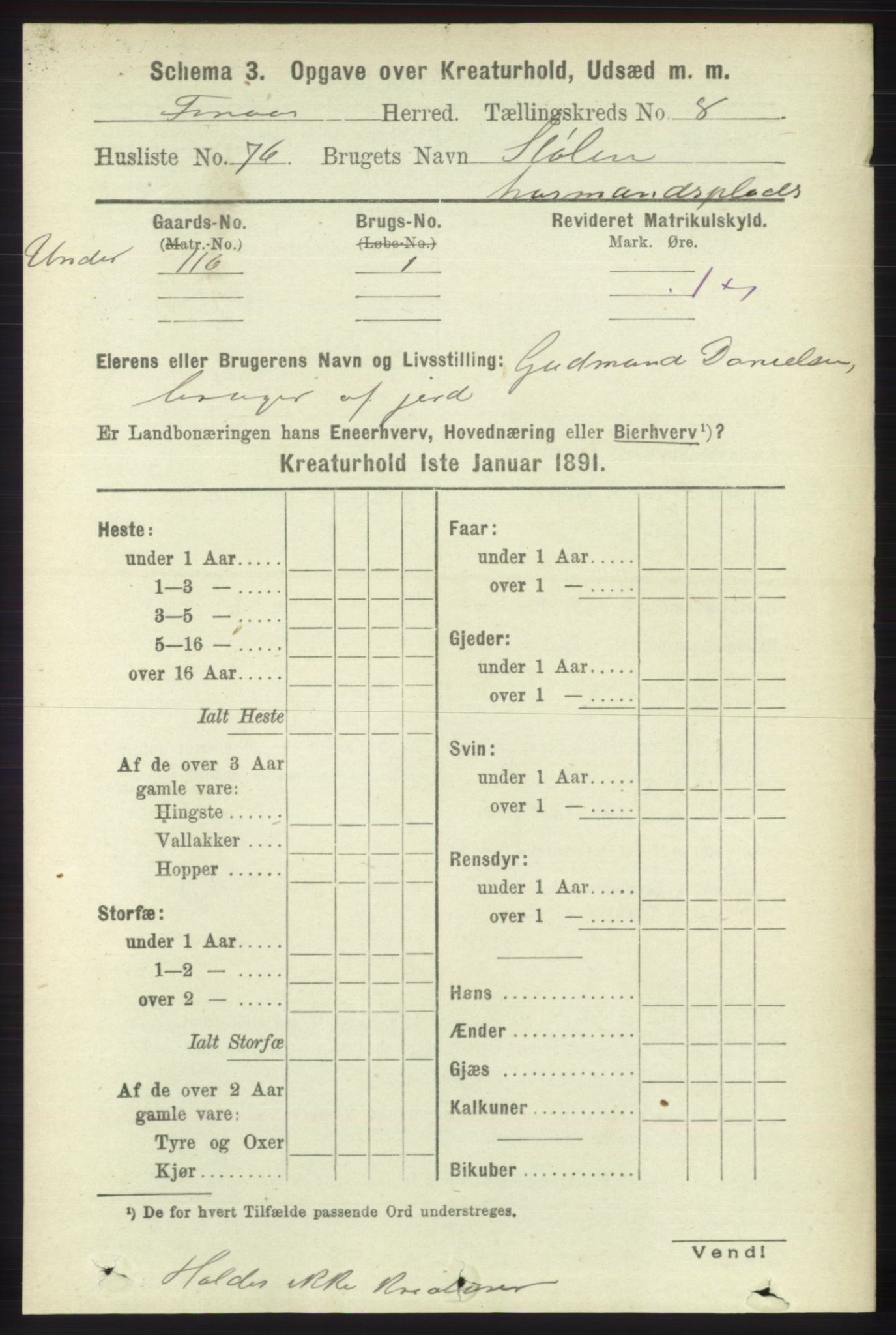 RA, 1891 census for 1218 Finnås, 1891, p. 7030