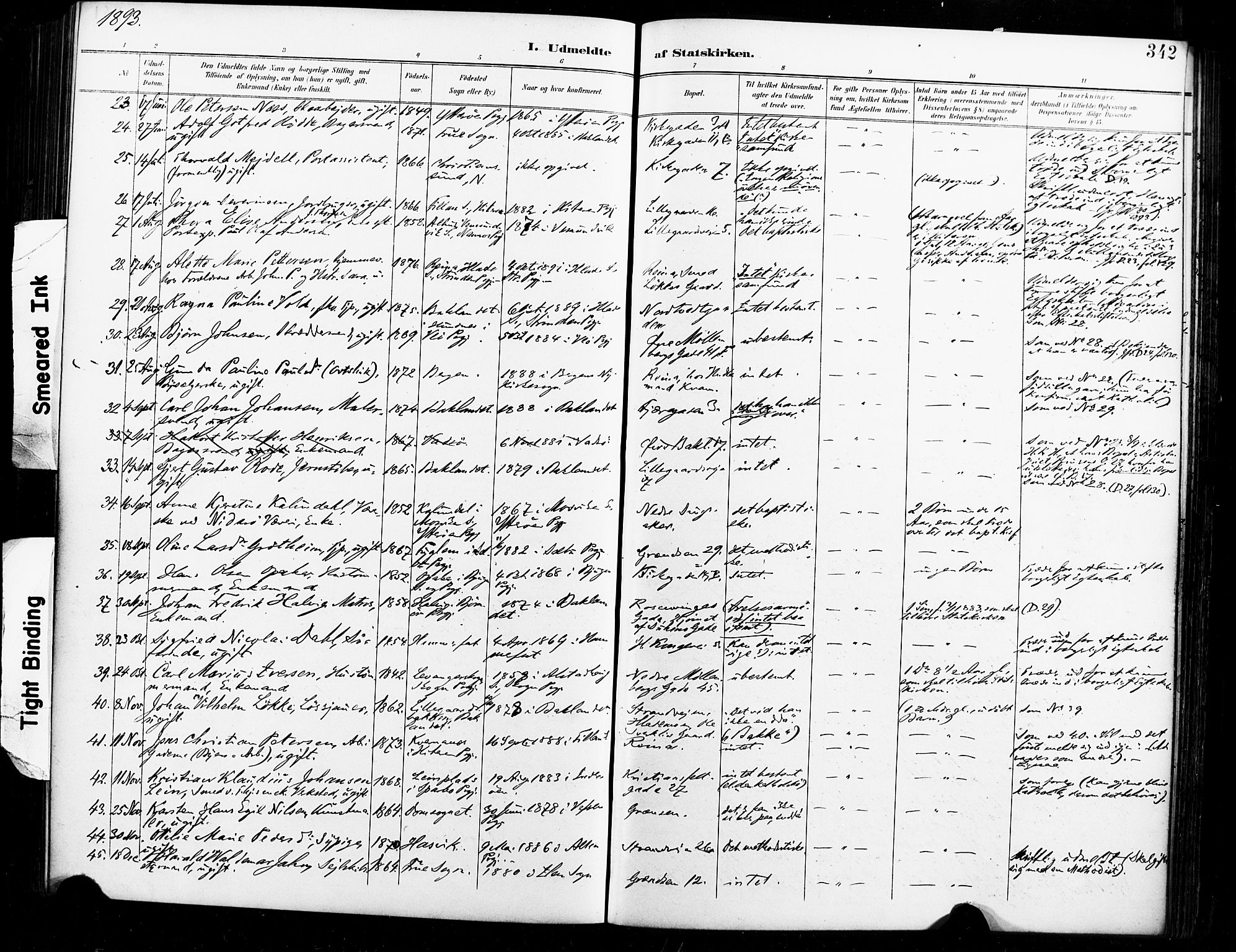 Ministerialprotokoller, klokkerbøker og fødselsregistre - Sør-Trøndelag, AV/SAT-A-1456/604/L0198: Parish register (official) no. 604A19, 1893-1900, p. 342