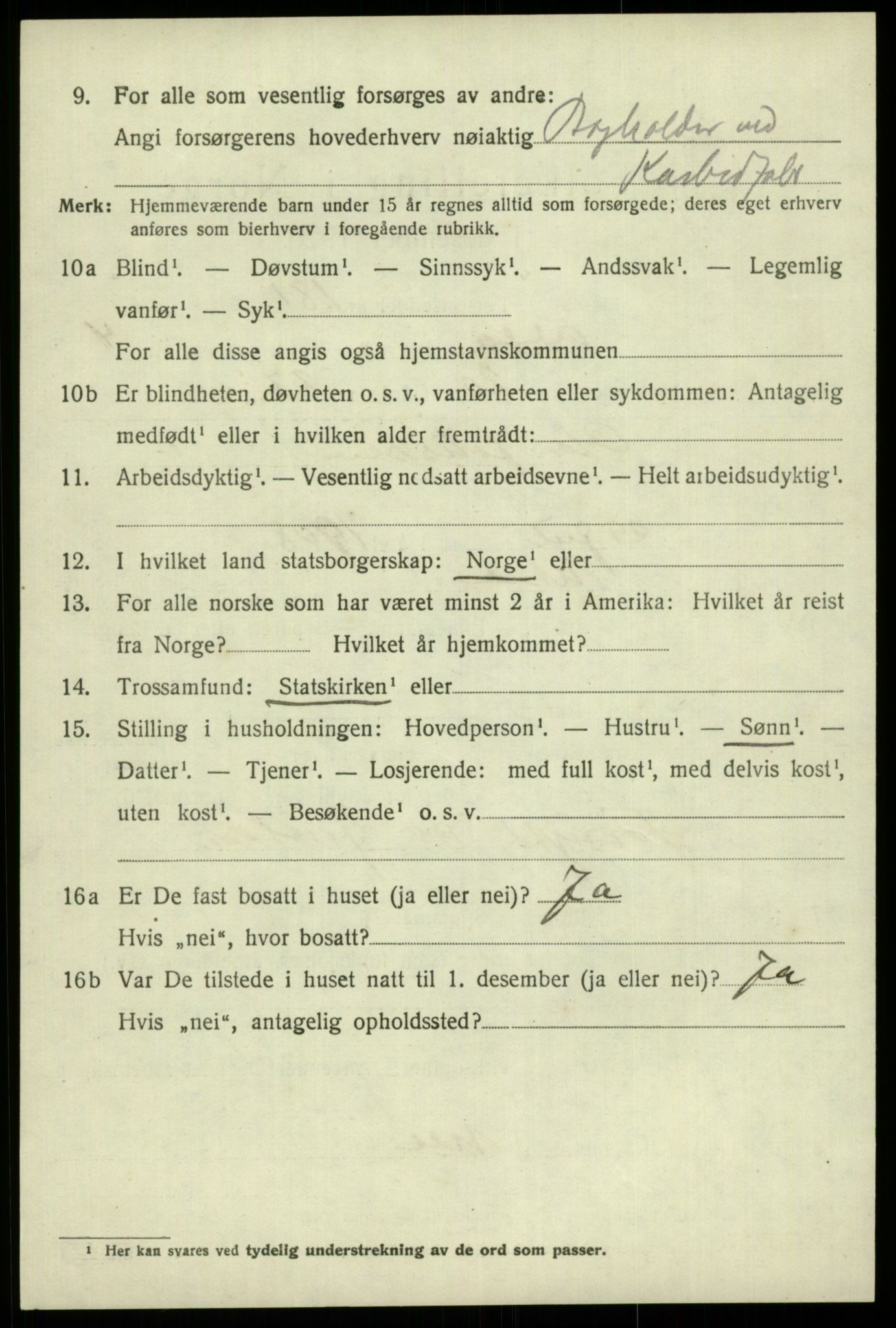 SAB, 1920 census for Odda, 1920, p. 2934