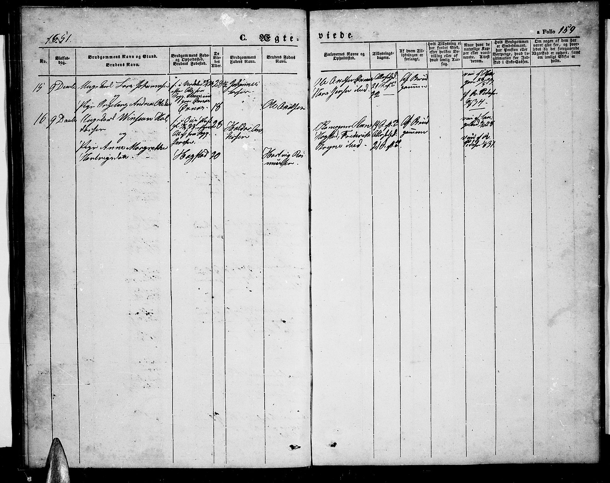 Ministerialprotokoller, klokkerbøker og fødselsregistre - Nordland, AV/SAT-A-1459/872/L1045: Parish register (copy) no. 872C01, 1840-1851, p. 159