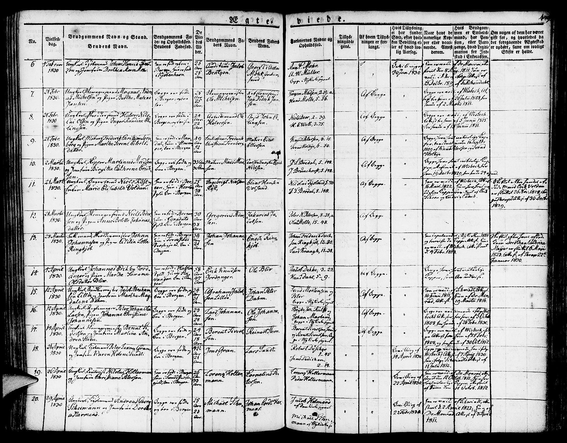 Nykirken Sokneprestembete, AV/SAB-A-77101/H/Haa/L0012: Parish register (official) no. A 12, 1821-1844, p. 449