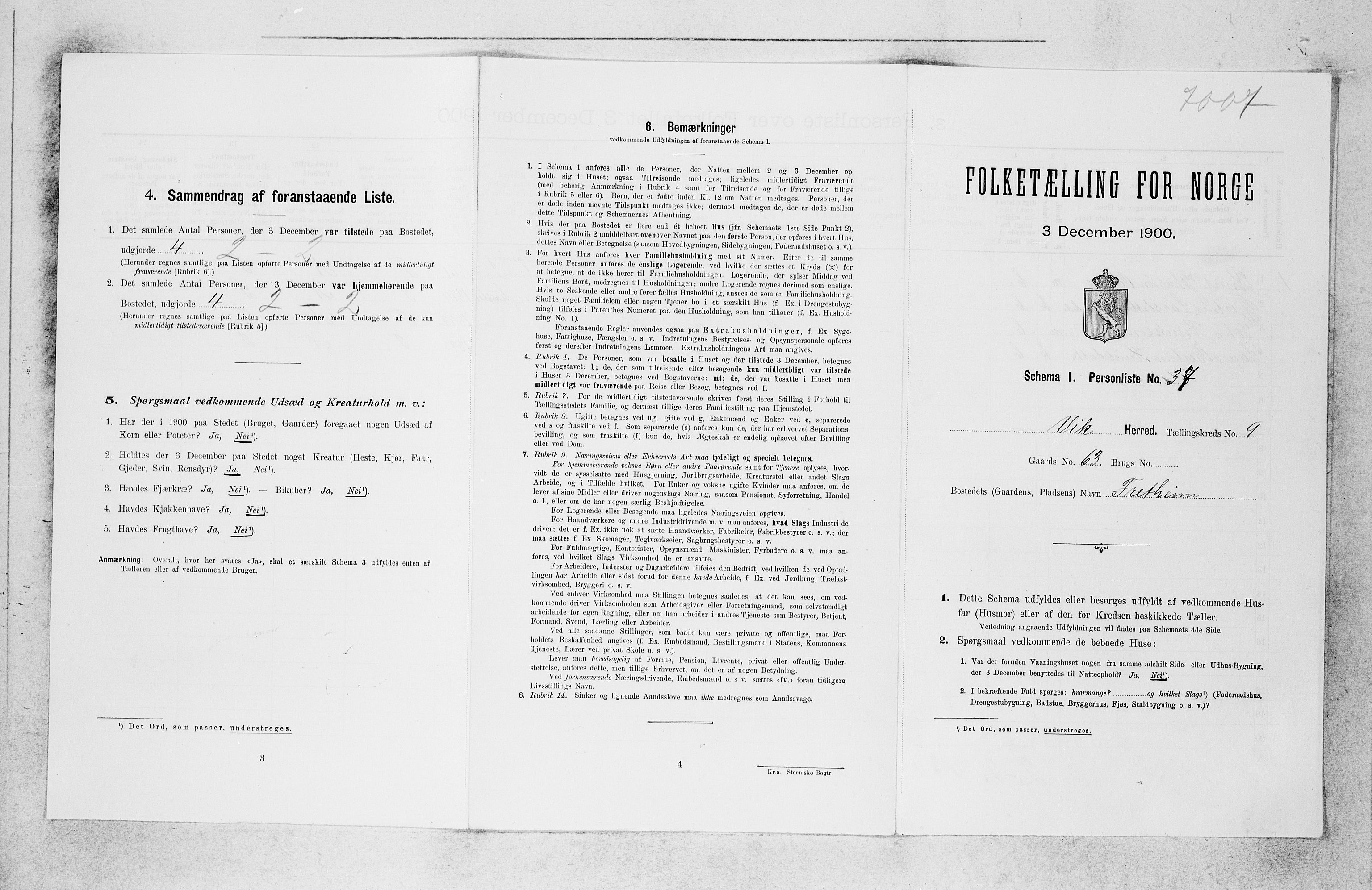 SAB, 1900 census for Vik, 1900, p. 996