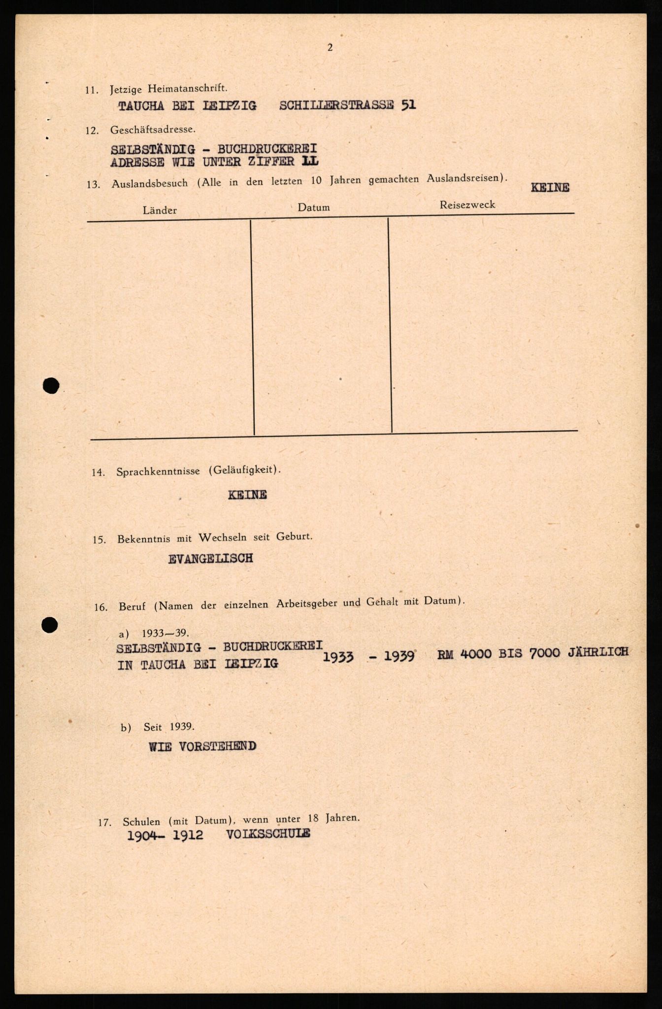 Forsvaret, Forsvarets overkommando II, RA/RAFA-3915/D/Db/L0029: CI Questionaires. Tyske okkupasjonsstyrker i Norge. Tyskere., 1945-1946, p. 150
