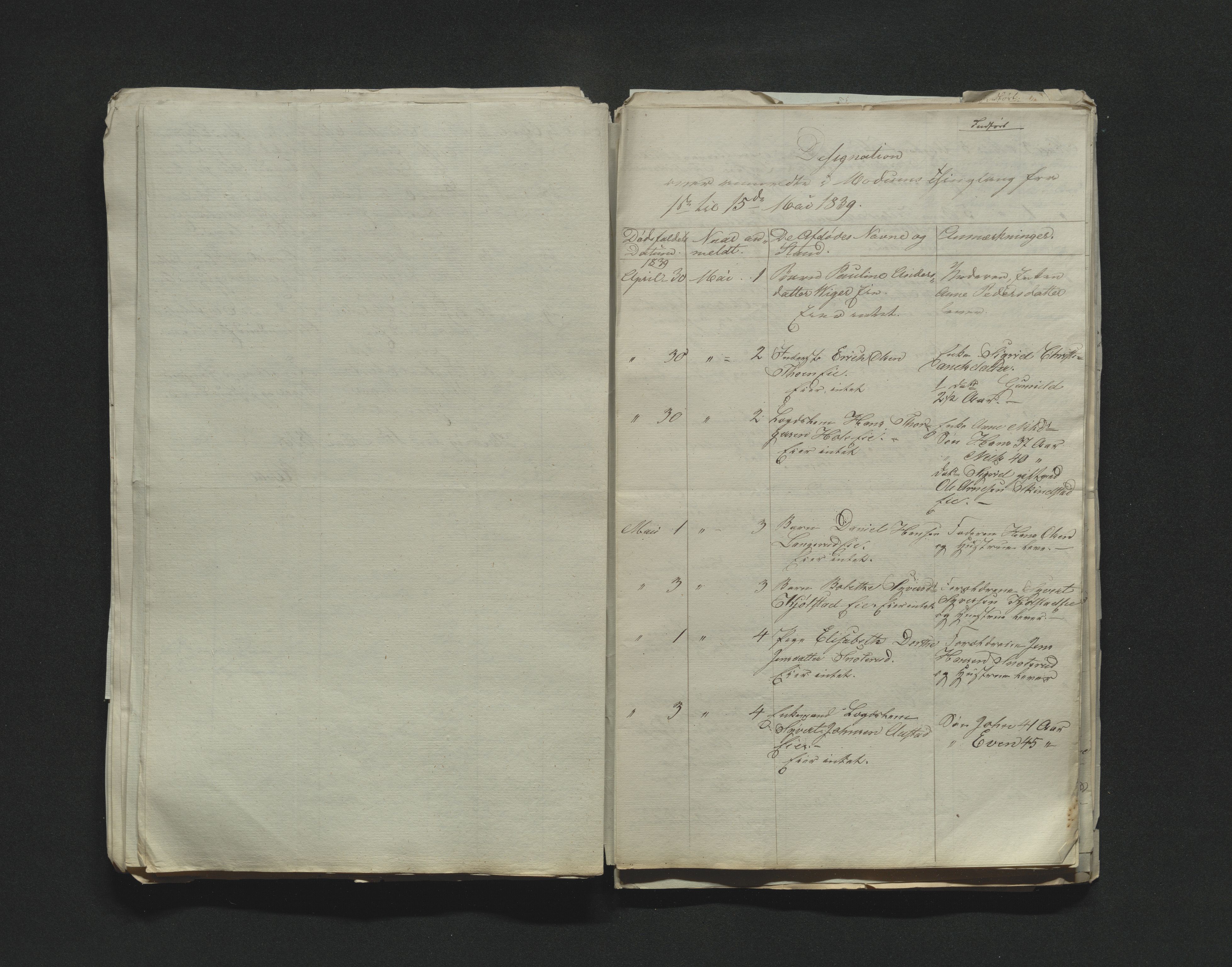 Eiker, Modum og Sigdal sorenskriveri, AV/SAKO-A-123/H/Ha/Hab/L0005: Dødsfallsmeldinger, 1837-1840