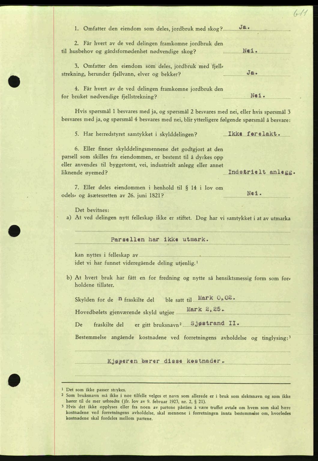 Nordmøre sorenskriveri, AV/SAT-A-4132/1/2/2Ca: Mortgage book no. A100a, 1945-1945, Diary no: : 1836/1945