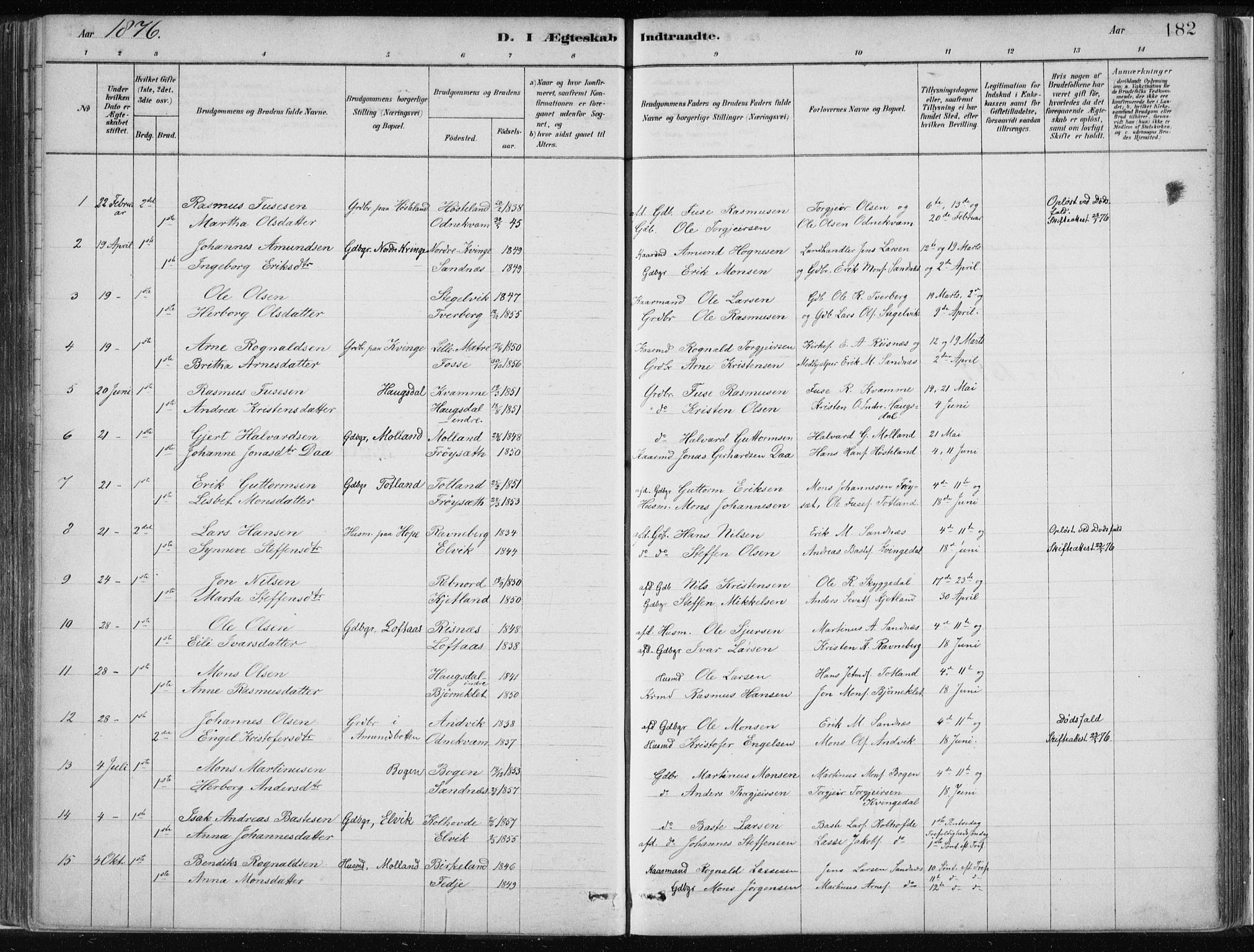 Masfjorden Sokneprestembete, SAB/A-77001: Parish register (official) no. B  1, 1876-1899, p. 182