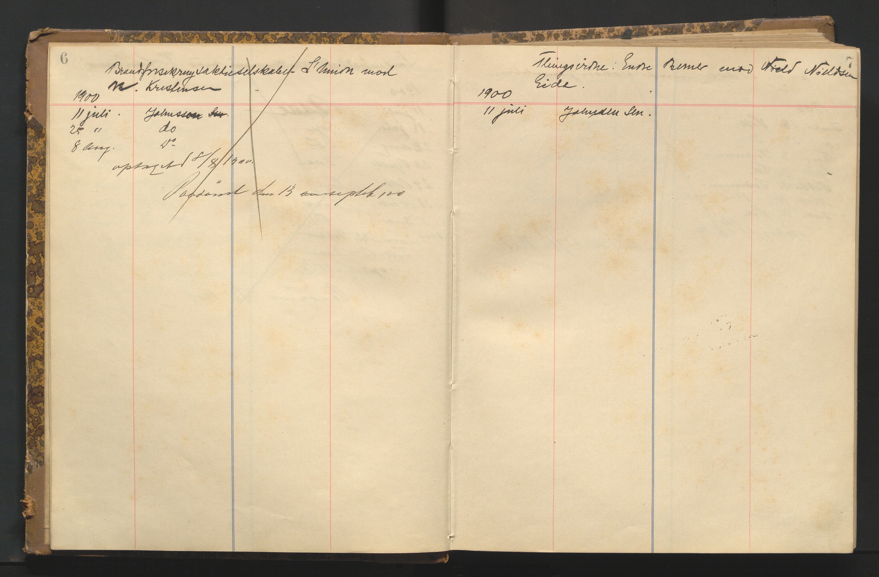 Stavanger byfogd, AV/SAST-A-101408/001/3/32/32A/L0003: Saksliste for Stavanger byting, 1900-1903, p. 6-7