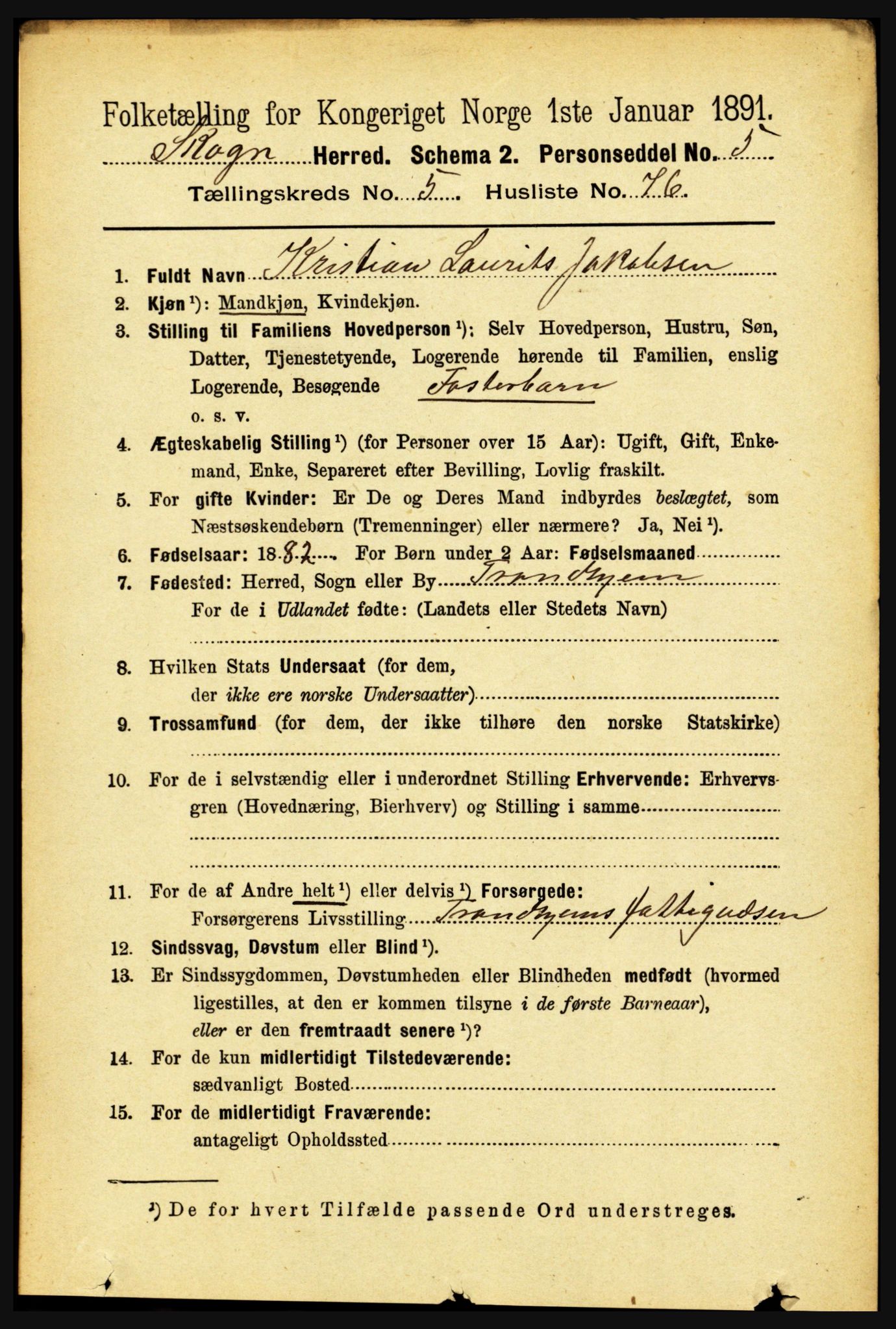 RA, 1891 census for 1719 Skogn, 1891, p. 3342