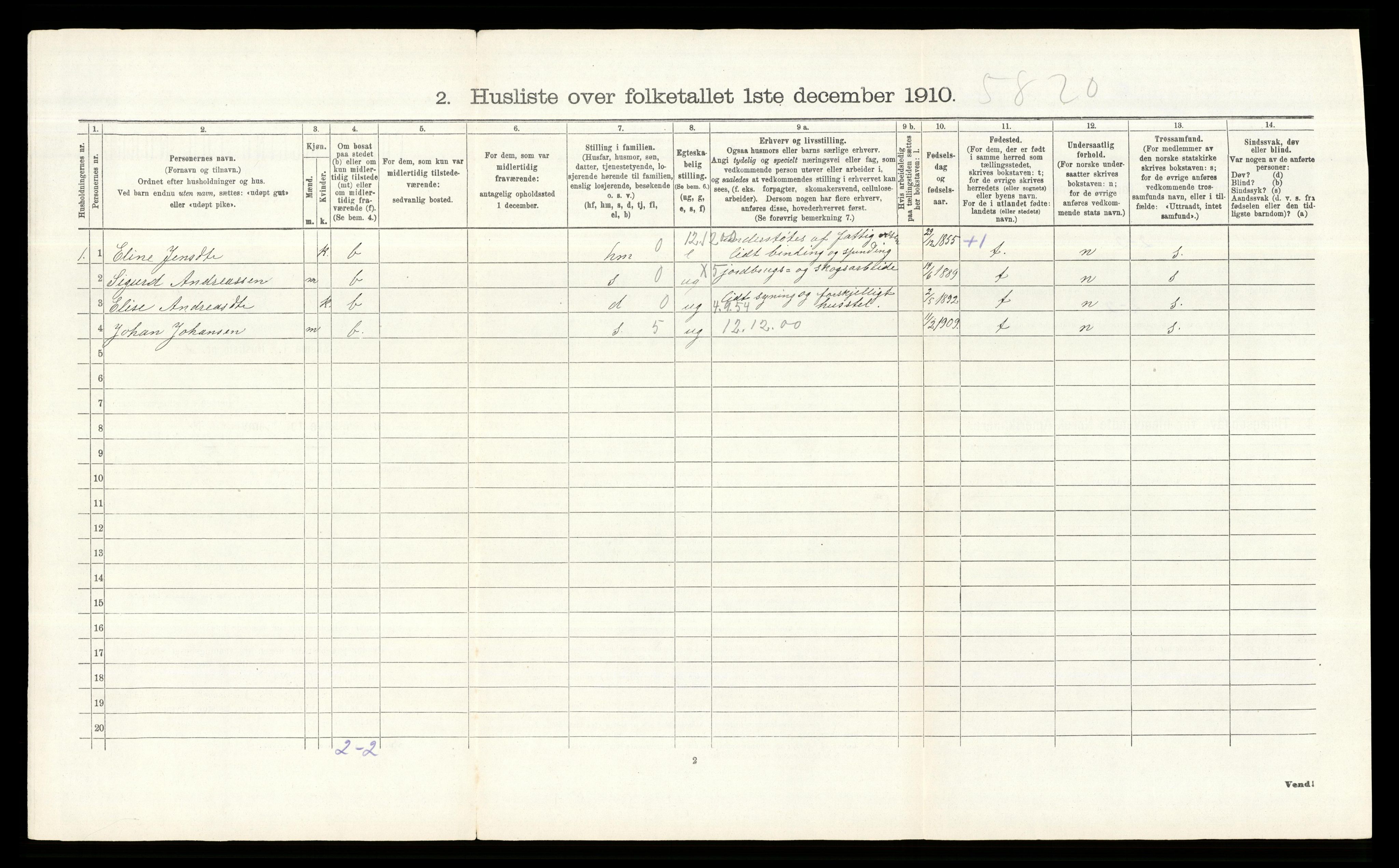 RA, 1910 census for Stange, 1910, p. 2059