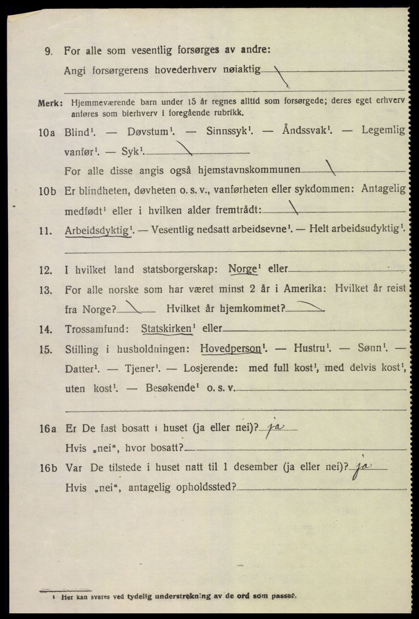 SAK, 1920 census for Lyngdal, 1920, p. 1582