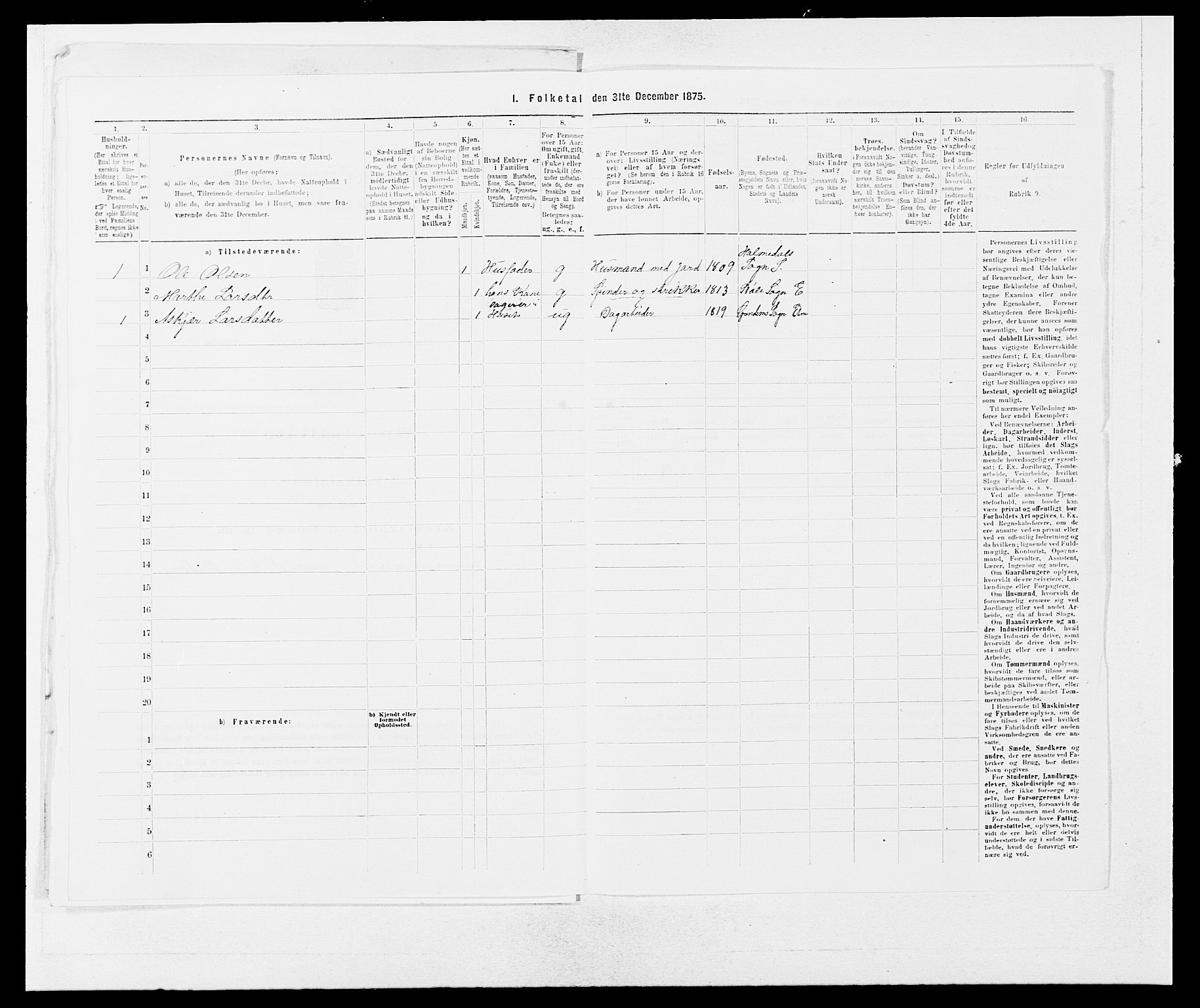 SAB, 1875 census for 1211P Etne, 1875, p. 798