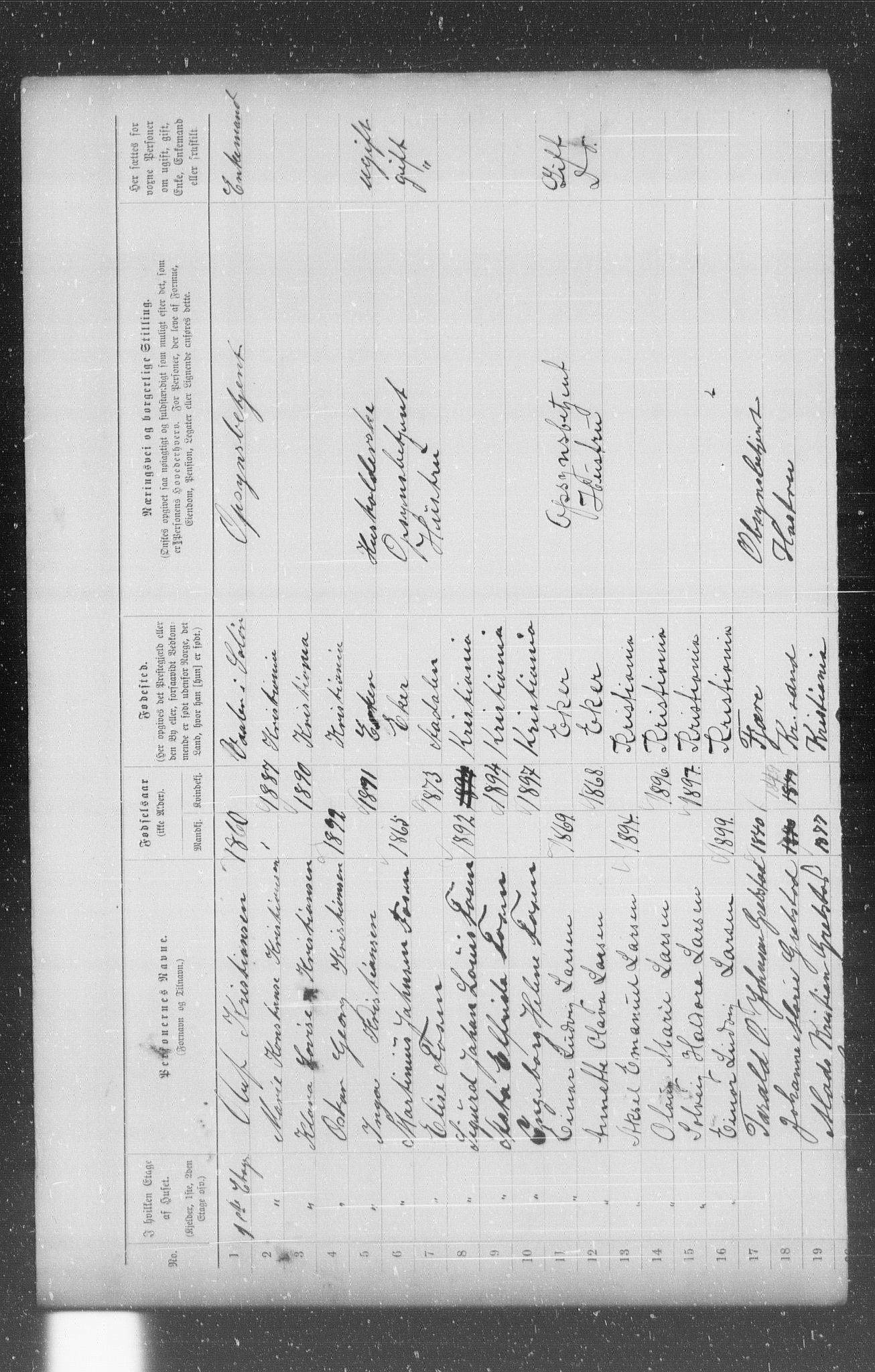 OBA, Municipal Census 1899 for Kristiania, 1899, p. 172