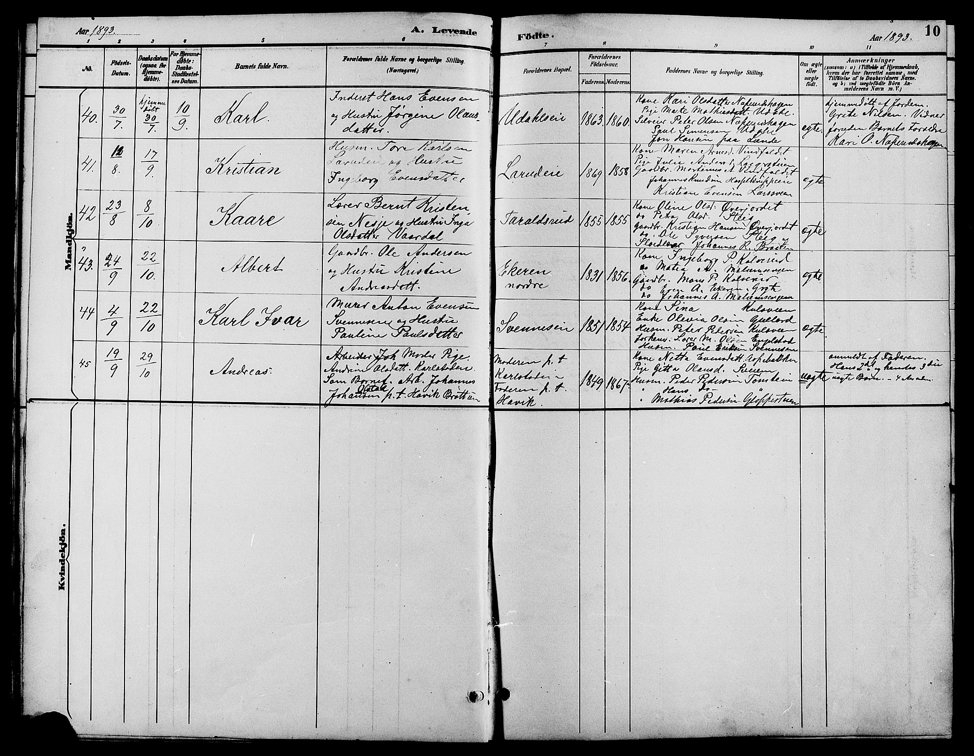 Biri prestekontor, AV/SAH-PREST-096/H/Ha/Hab/L0004: Parish register (copy) no. 4, 1892-1909, p. 10