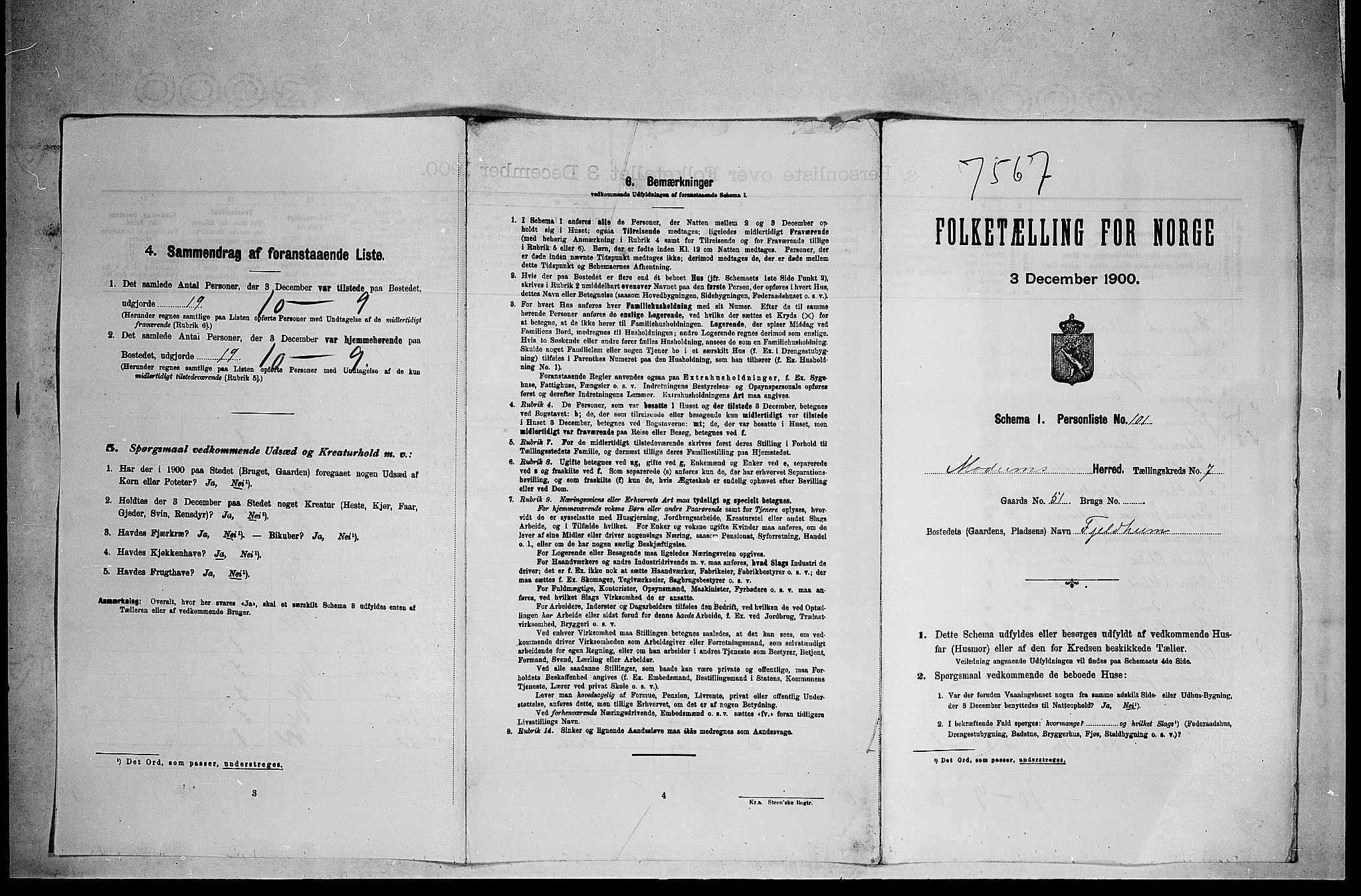 RA, 1900 census for Modum, 1900, p. 904