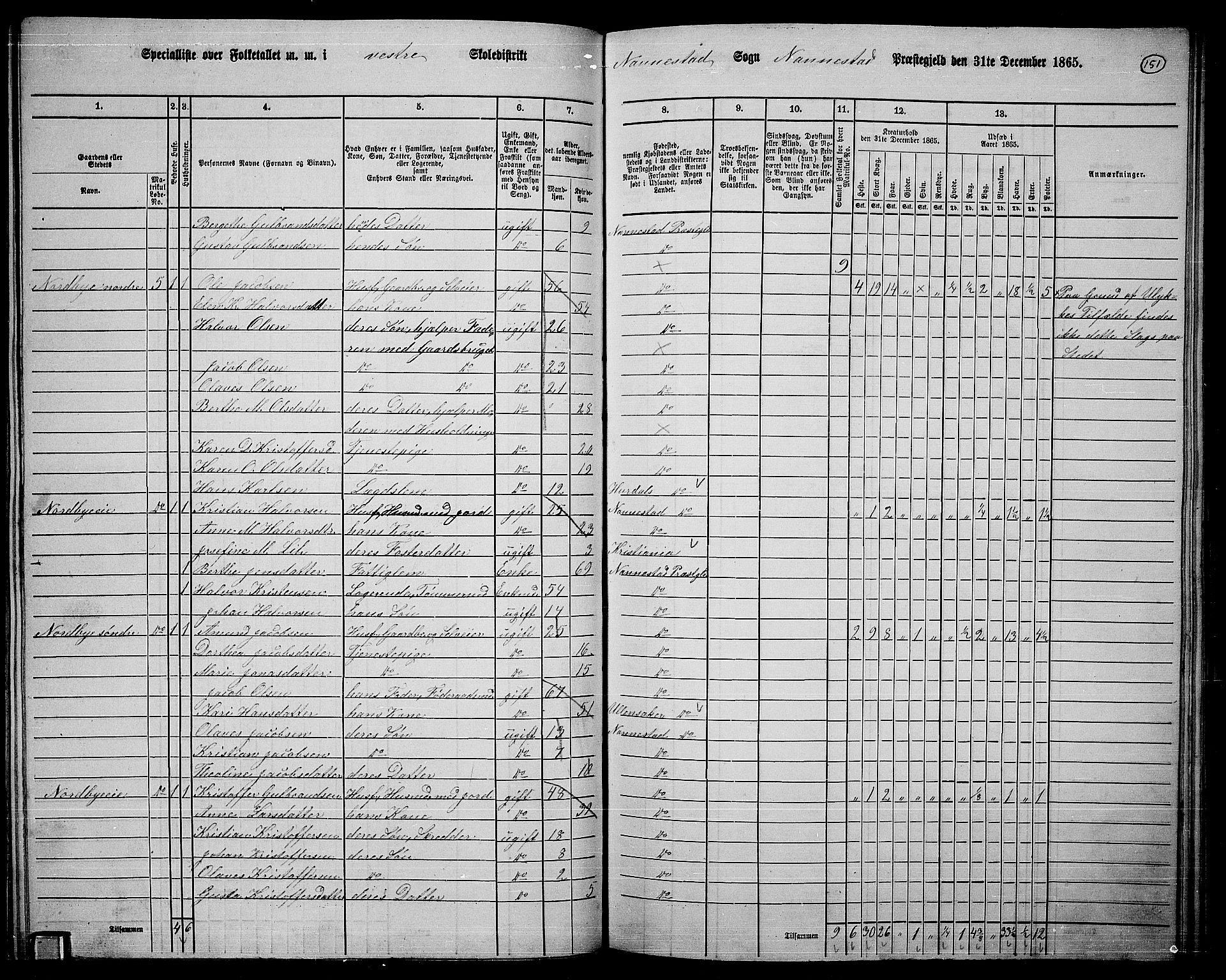 RA, 1865 census for Nannestad, 1865, p. 34