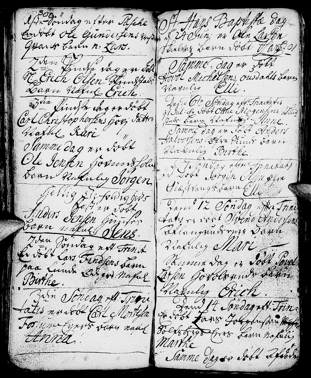 Nes prestekontor, Hedmark, AV/SAH-PREST-020/L/La/L0001: Parish register (copy) no. 1, 1663-1784, p. 300-301