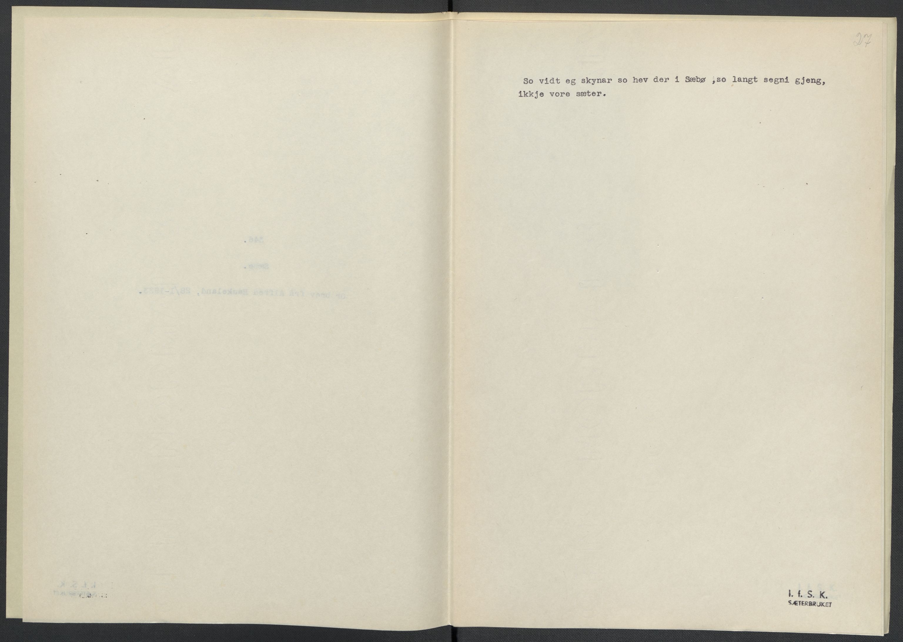 Instituttet for sammenlignende kulturforskning, AV/RA-PA-0424/F/Fc/L0010/0002: Eske B10: / Hordaland (perm XXVI), 1932-1935, p. 27