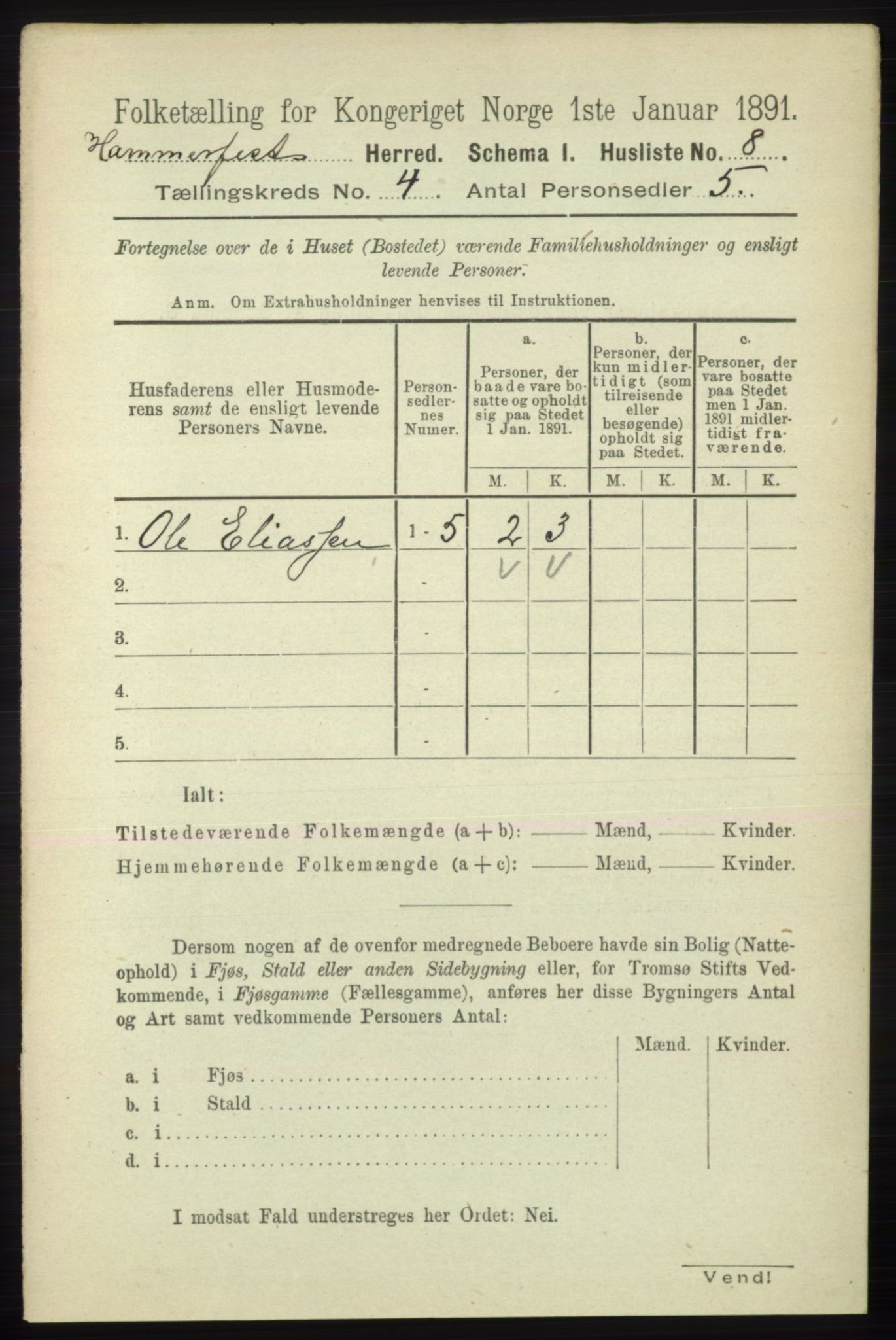 RA, 1891 census for 2016 Hammerfest, 1891, p. 1095