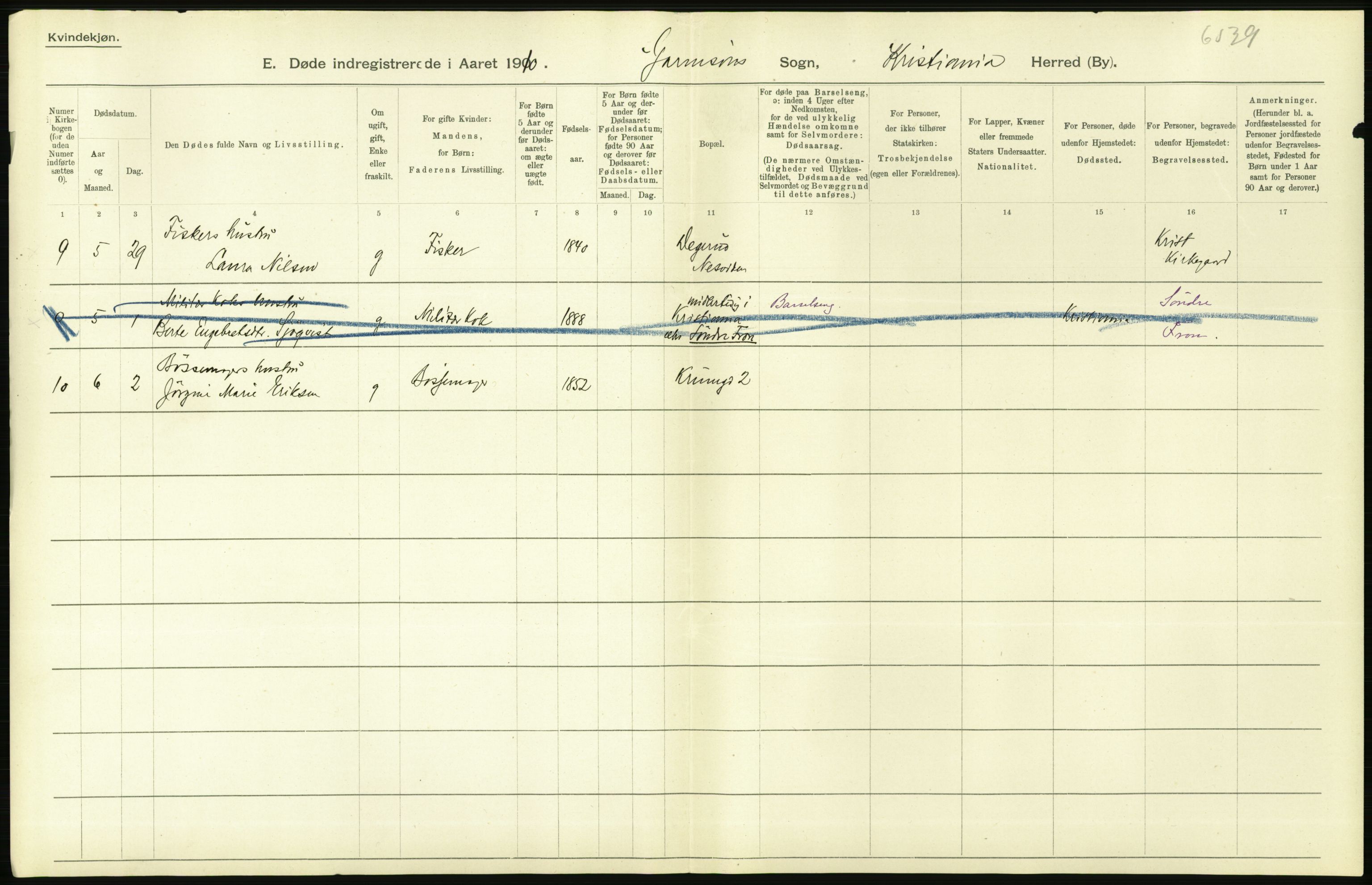 Statistisk sentralbyrå, Sosiodemografiske emner, Befolkning, AV/RA-S-2228/D/Df/Dfa/Dfah/L0008: Kristiania: Døde, 1910, p. 118