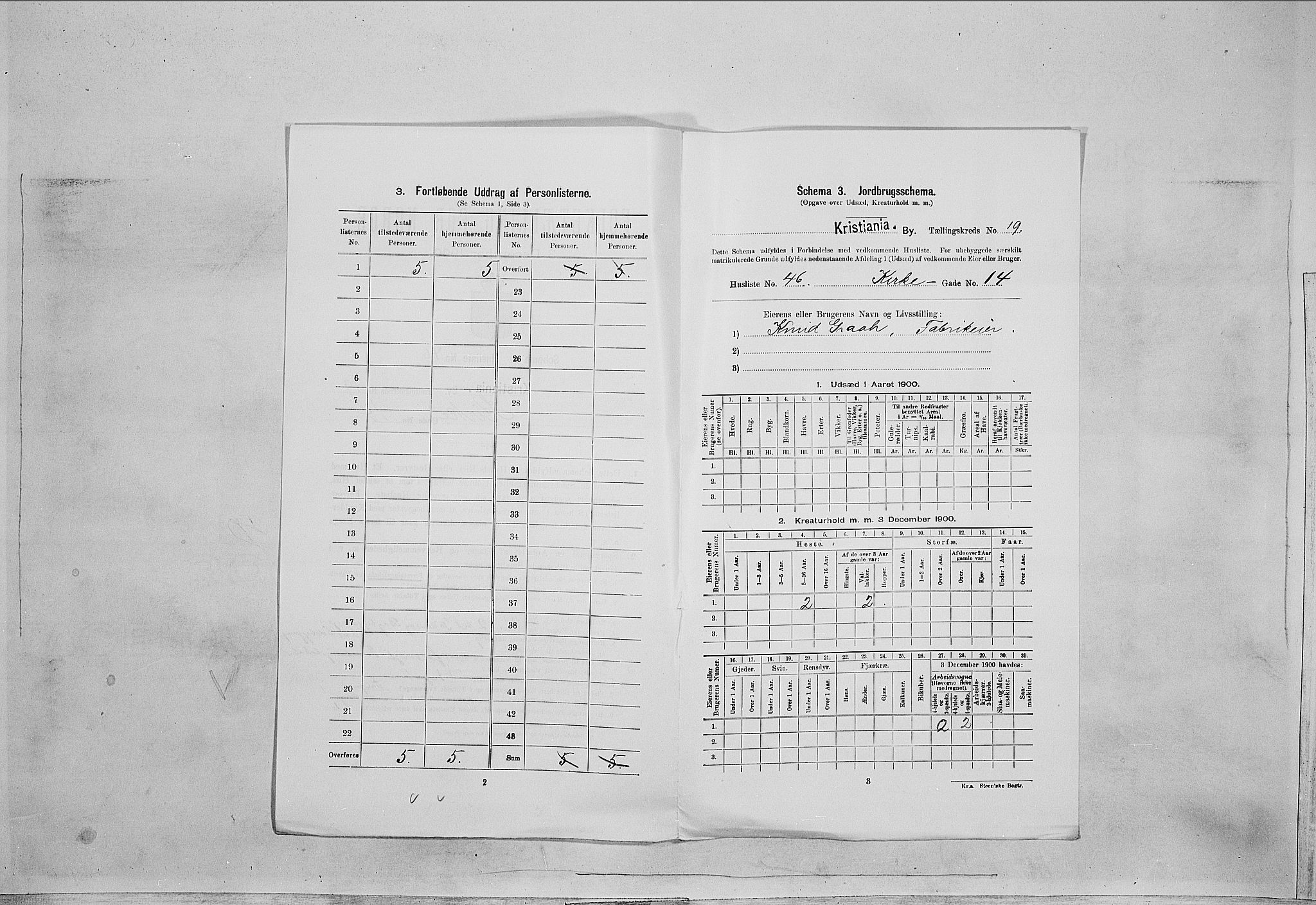 SAO, 1900 census for Kristiania, 1900, p. 45786