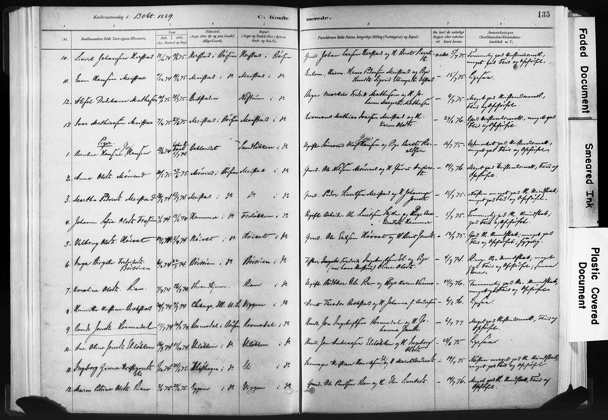 Ministerialprotokoller, klokkerbøker og fødselsregistre - Sør-Trøndelag, AV/SAT-A-1456/665/L0773: Parish register (official) no. 665A08, 1879-1905, p. 135