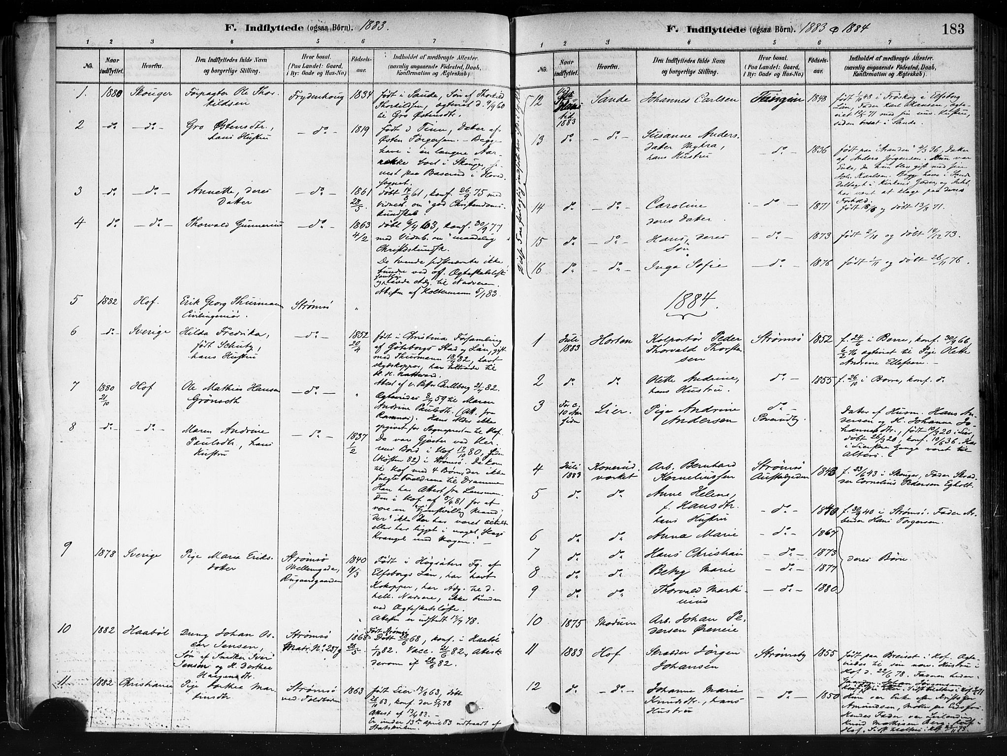 Strømsø kirkebøker, SAKO/A-246/F/Fa/L0022: Parish register (official) no. I 22, 1879-1899, p. 183