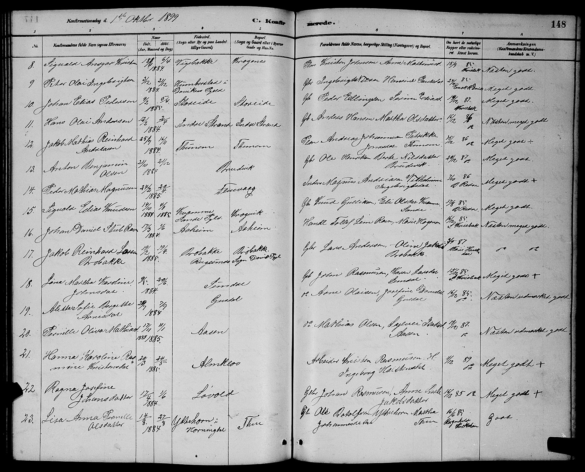 Ministerialprotokoller, klokkerbøker og fødselsregistre - Møre og Romsdal, AV/SAT-A-1454/501/L0017: Parish register (copy) no. 501C03, 1885-1901, p. 148