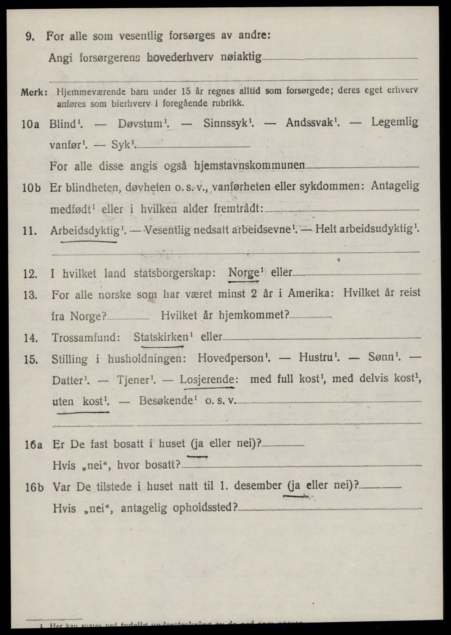 SAT, 1920 census for Veøy, 1920, p. 5116